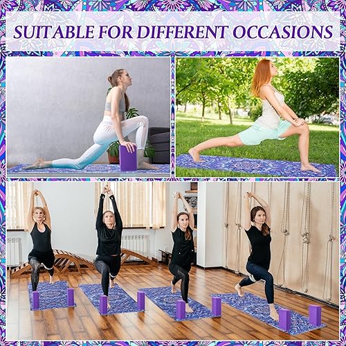 Miniatura 7 de Tinideya 3 piezas de esterilla de yoga bloque de yoga con correa de transporte antideslizante esterilla de yoga de viaje para ejercicio, yoga,