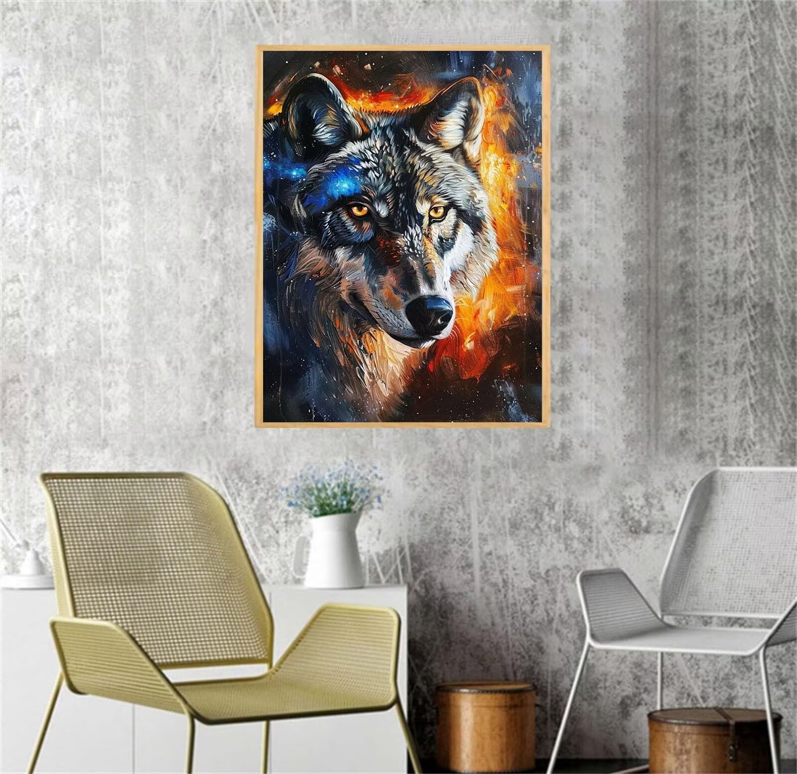 Kit De Pintura Por Números De Lobo Para Adultos, Con Marco De Madera, Lienzo De 20x30 Cm, Incluye Pinceles Y Pinturas Acrílicas