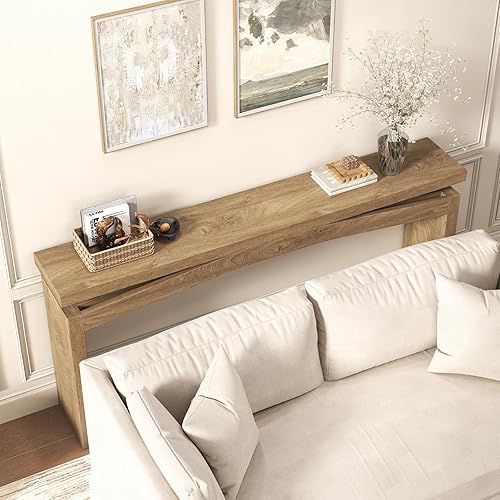 Miniatura 4 de Mesa consola de madera de 63 pulgadas para entrada, mesa rectangular larga de madera para sofá detrás del sofá, mesa grande de entrada de casa de