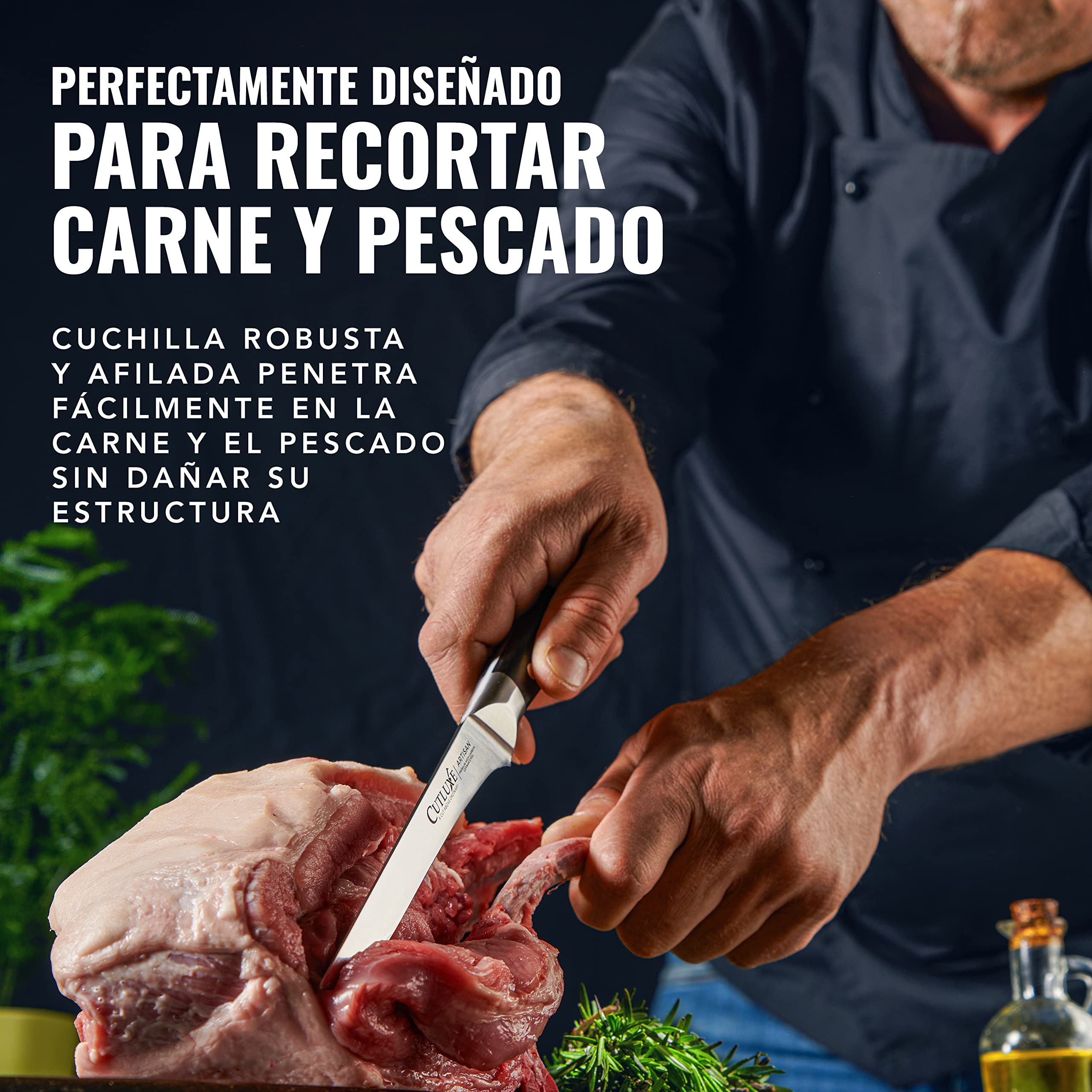 Cutluxe Cuchillo Fileteador y Deshuesar 15cm Acero Alemán Alto Carbono Serie Artesano