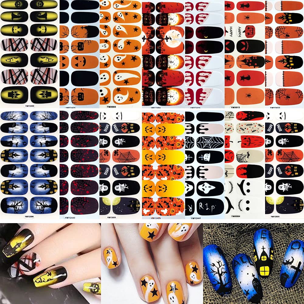 Amazon.com: Halloween Nail Polish Stickers, 196PCS Halloween Nail Wraps  Pumpkin Bat Ghost Spider Witch Nail Design Full Cover Halloween Nail Art  Strips Decals for Halloween Party : Beauty & Personal Care