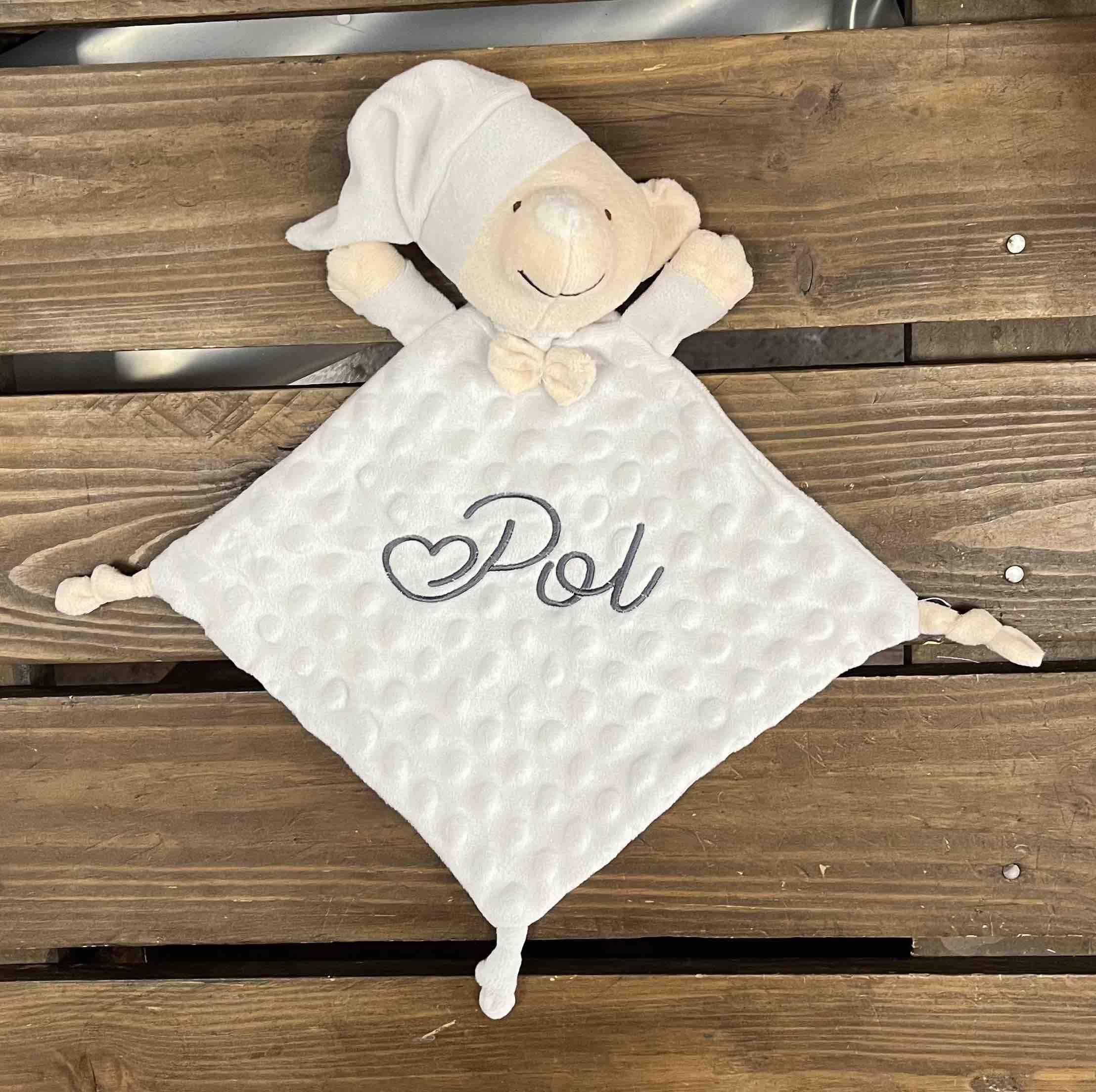 Danielstore Canastilla Bebé Personalizada | Set Regalo para Recién Nacido, 50% algodón 50% poliéster | Incluye manta, dou dou, toalla baño, babero Gris