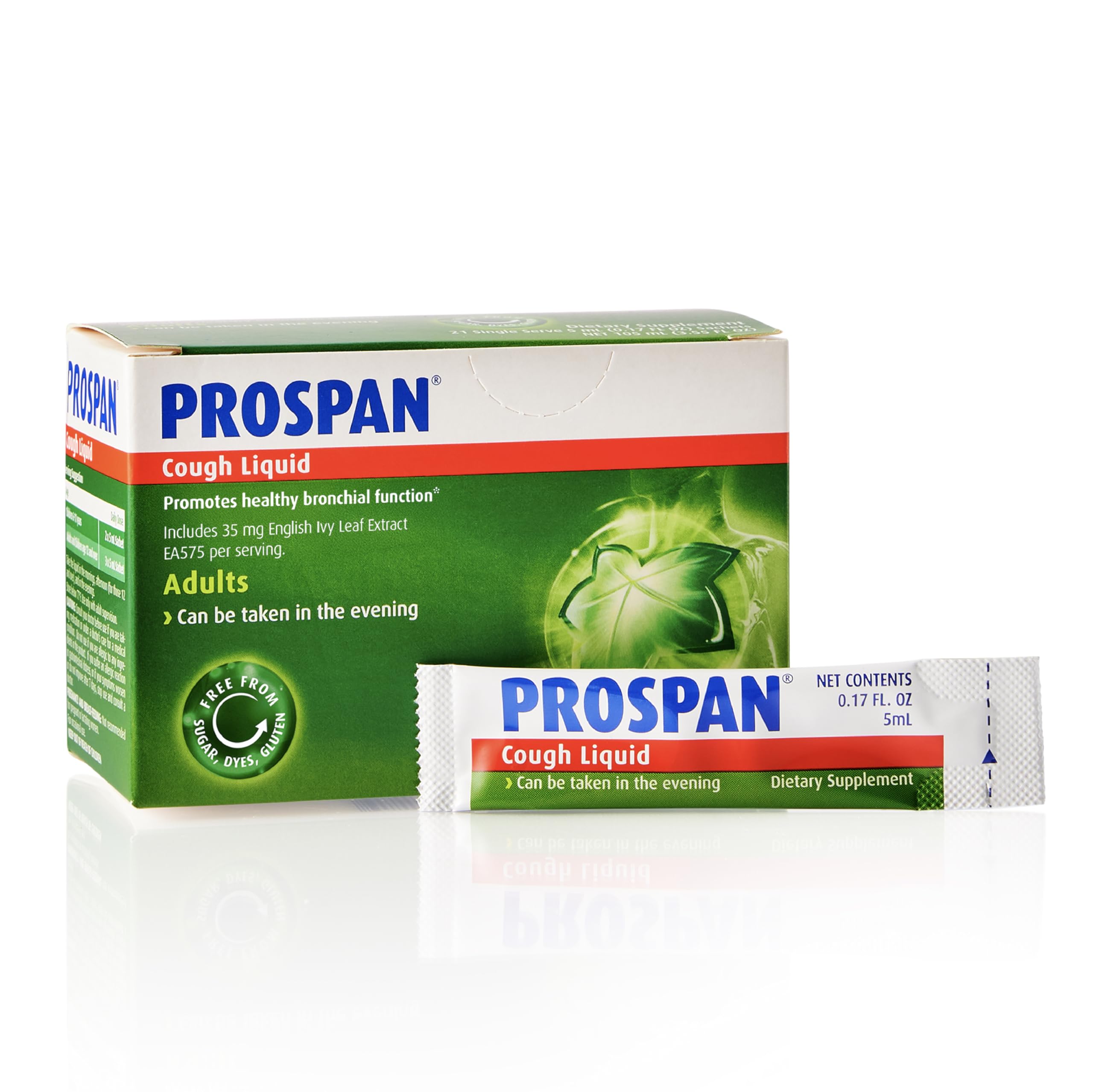 ProspanIvy Leaf Extract Cough Syrup for Adults - 21 x 5mL Sachets - Supports Mucus Clearance & Respiratory Health - Non-Drowsy, No Added Sugar - Also Known as Abrilar