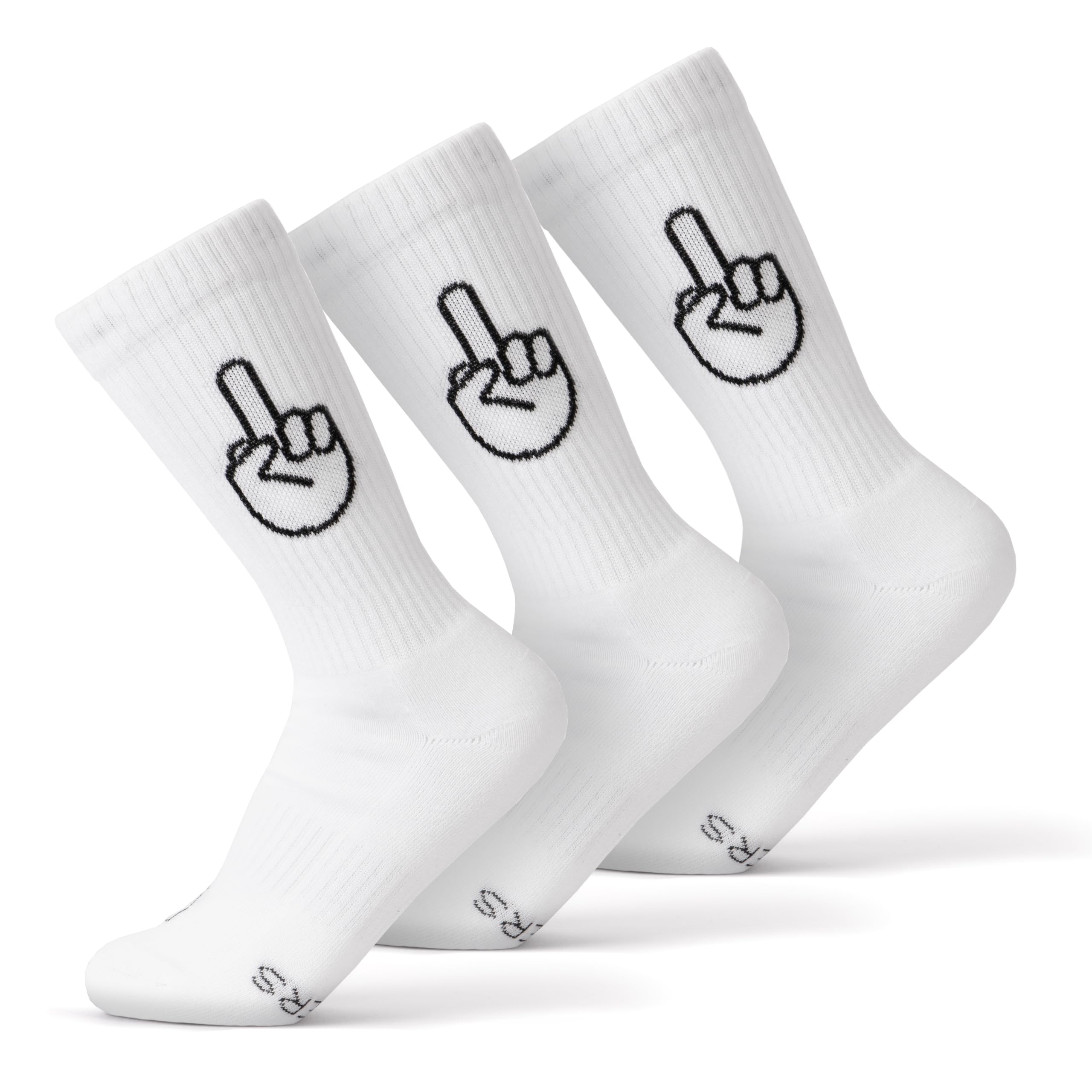 FYNGERS | 3er Set | Sportsocken mit Handzeichen | Weiß | Bio-Baumwolle | Top Qualität