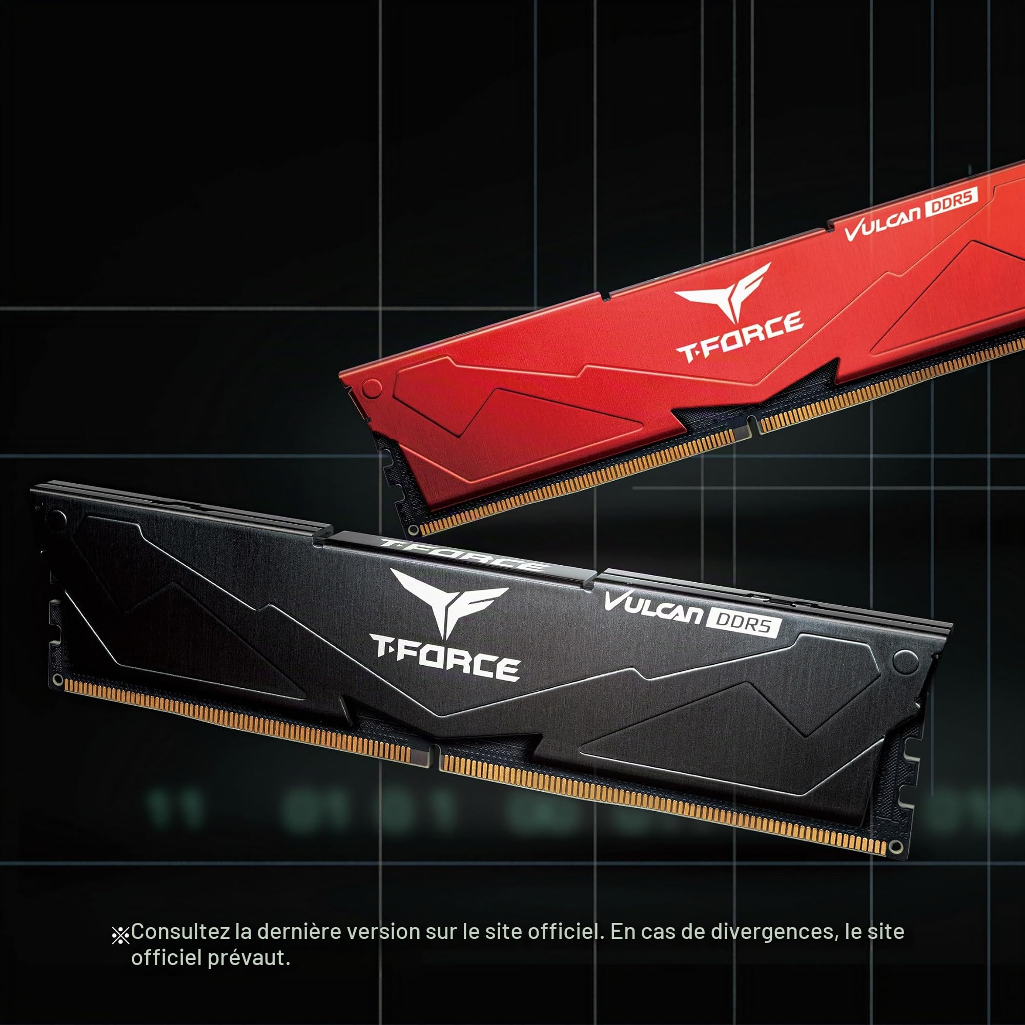 TEAMGROUP T-Force Vulcan FLBD532G6000HC38ADC01 Module de mémoire RAM DDR5 32 Go (2 x 16 Go) 6000 MHz (PC5-48000) CL38 Noir
