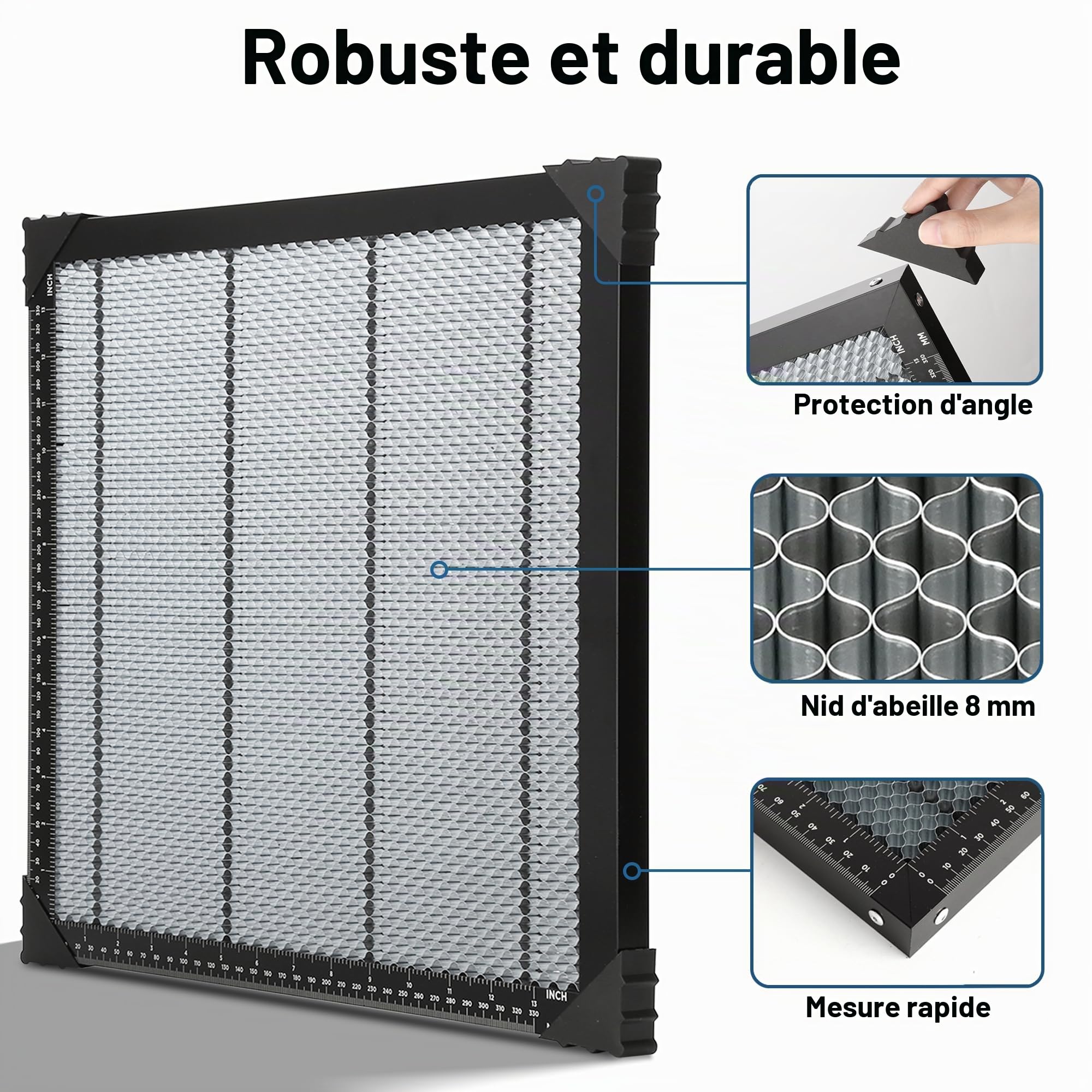 Honeycomb Table de travail pour machine à graver laser 300x300x22mm, Table de Lit Laser en Nid d'Abeille Avec plaque en aluminium Dissipation Rapide de la Chaleur, Compatible avec Différen