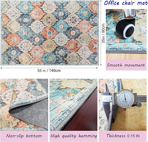 Miniatura 6 de Tapete para silla de oficina para suelo de madera dura, 55 x 35 pulgadas, tapete enrollable debajo del escritorio, alfombra para silla de