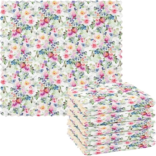 linqin Summer Flowers 6 Pack Quick Dry Kitchen Towels and Dishcloths Sets Microfiber Print Quality Tea Towels for Kitchen Reusable for Bathroom