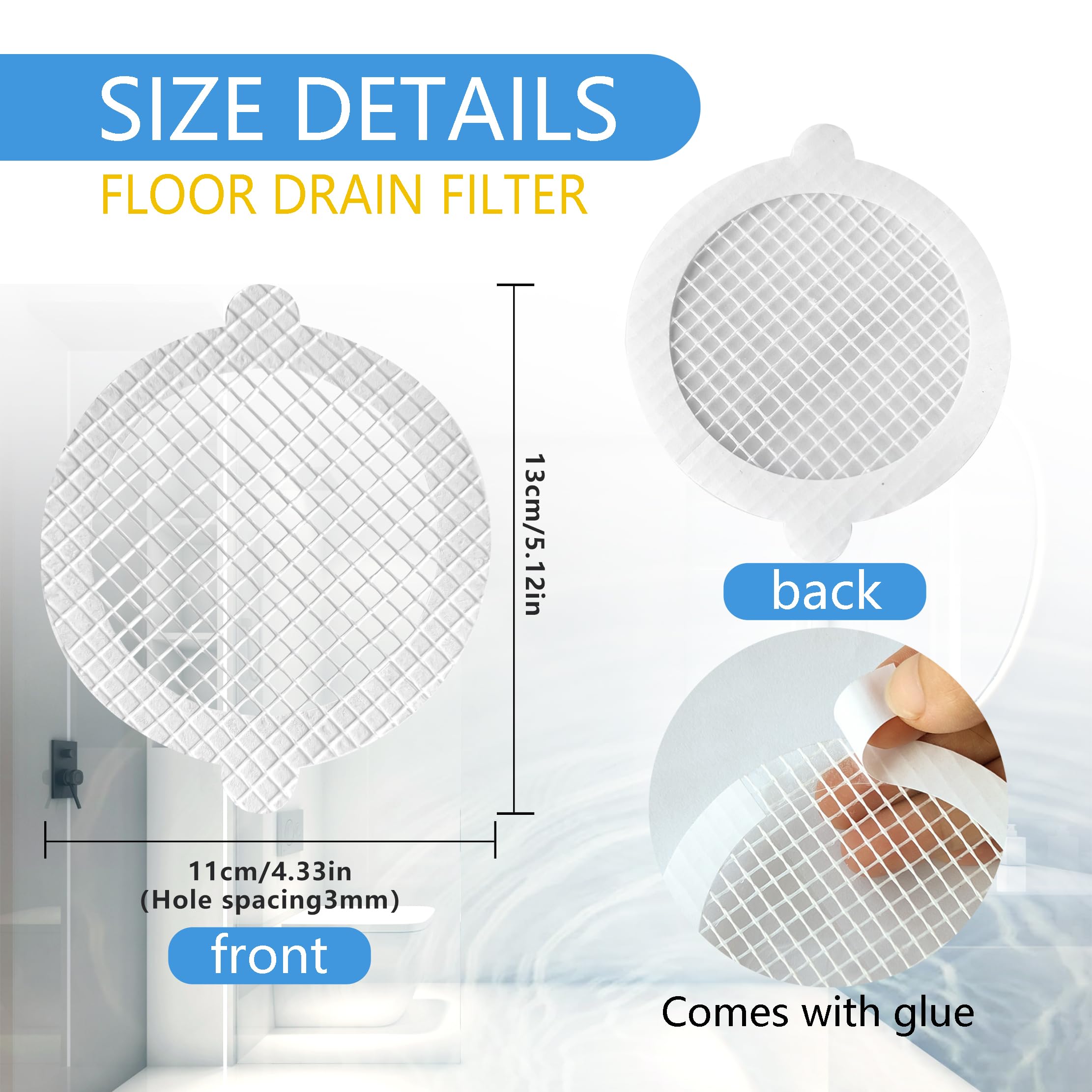 40 Autocollants Drain Jetables - Anti Cheveux, Imperméables - Pour Douche, Baignoire, Évier - 10x10cm