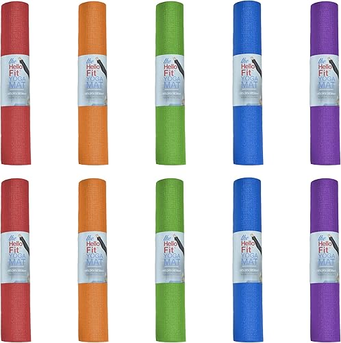 Hello Fit Paquete de 10 tapetes de yoga antideslizantes de 68 x 24 pulgadas, tapete de gimnasio de 0.157 in de grosor para fitness y estiramiento,