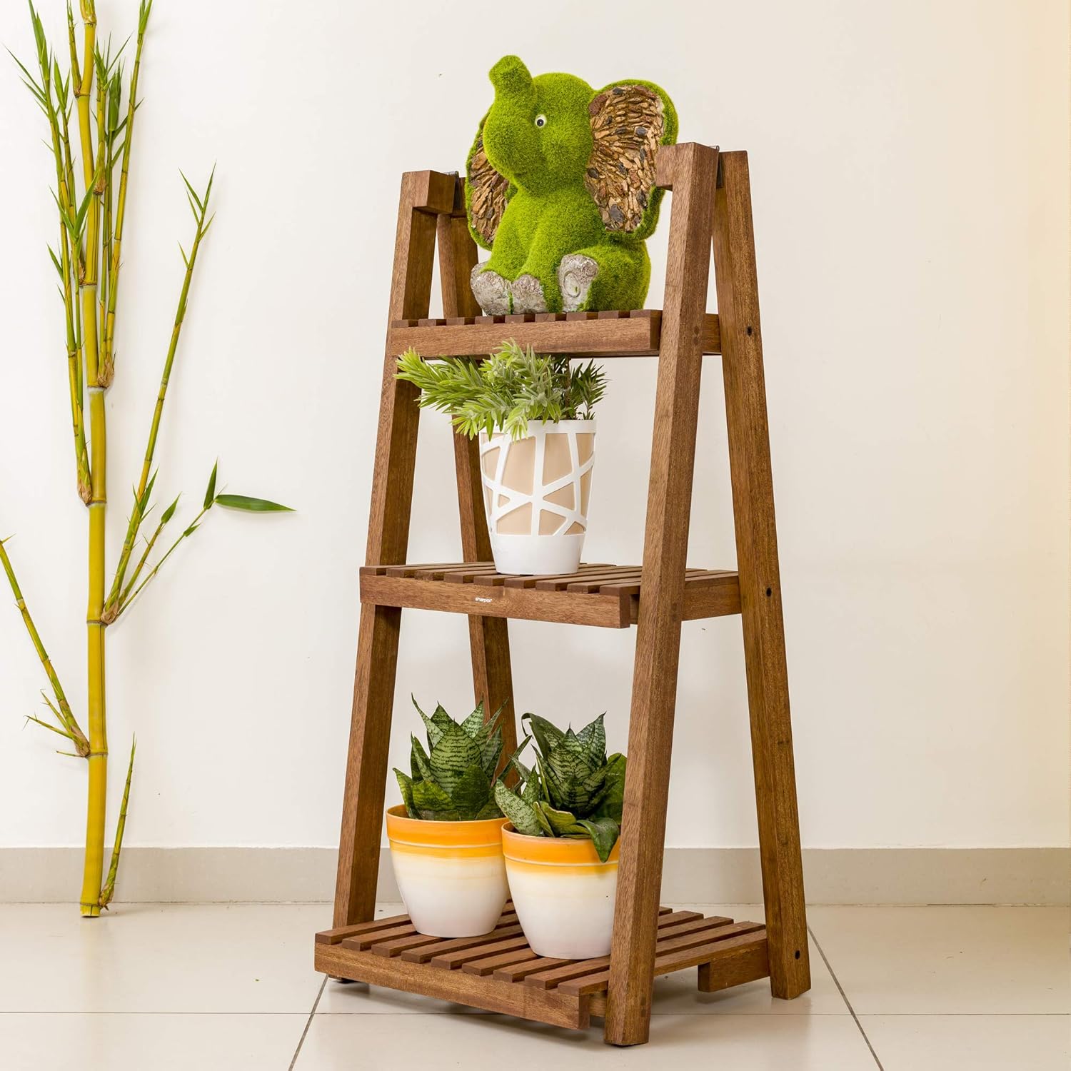 Sharpex Foldable Ladder Shelf, Plant Stand Step Shelf, Indoor Flower Pot Stand, Flower Pot