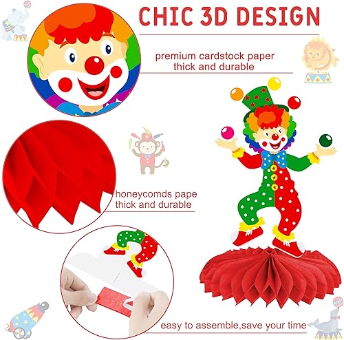 Miniatura 3 de Centros de mesa de nido de abeja de carnaval de circo, decoración de fiesta de circo, centro de mesa de circo, centros de mesa de panal de abeja de