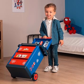 Smoby Spidey Work Bench with Tools, 2 Drawers Storage, Toys for Boys & Girls, Ages 3 and Up
