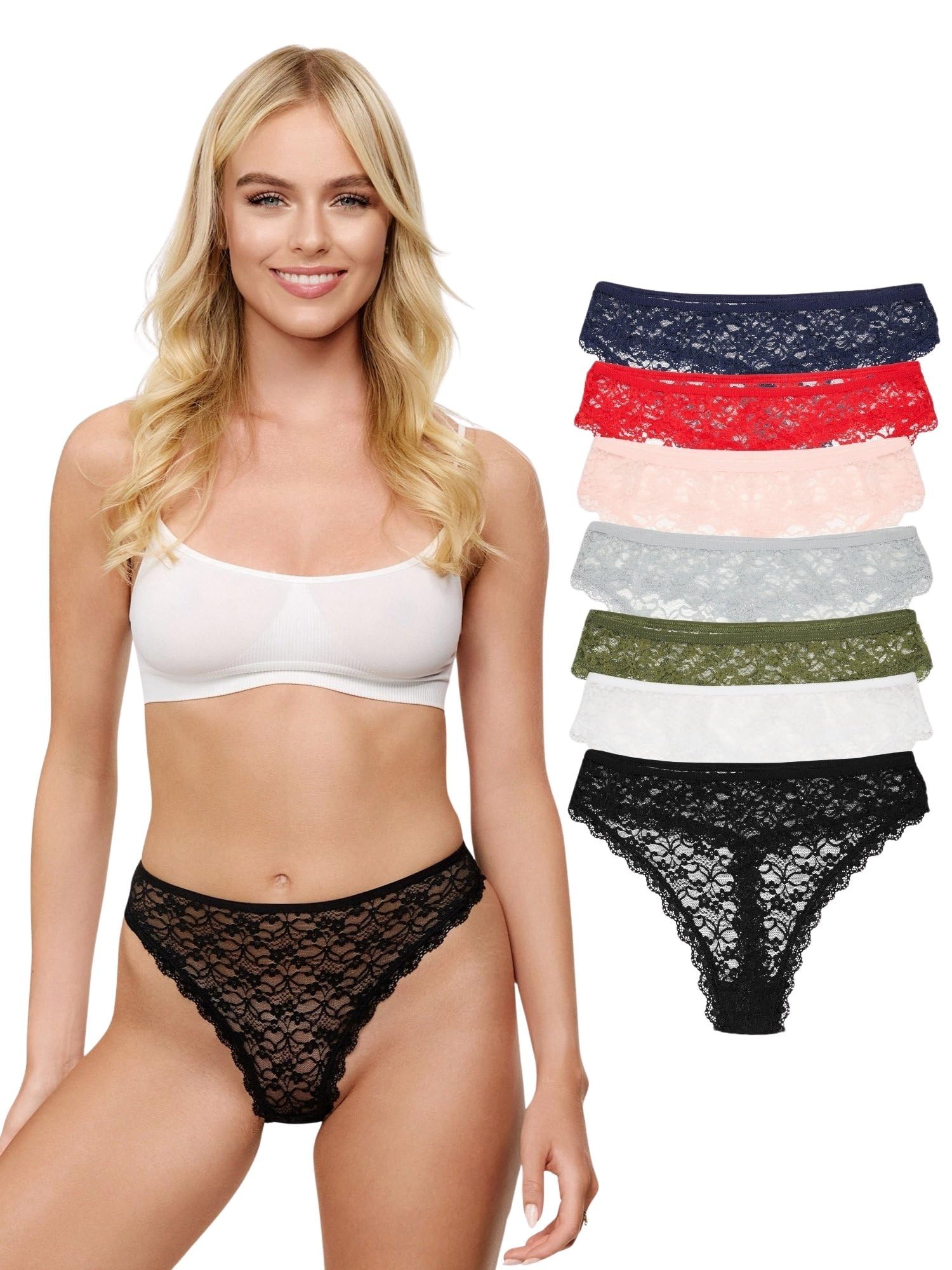 Tazzio F917 stringi damskie, 7-pak, tanga, majtki, majtki, wielopak, różne kolory