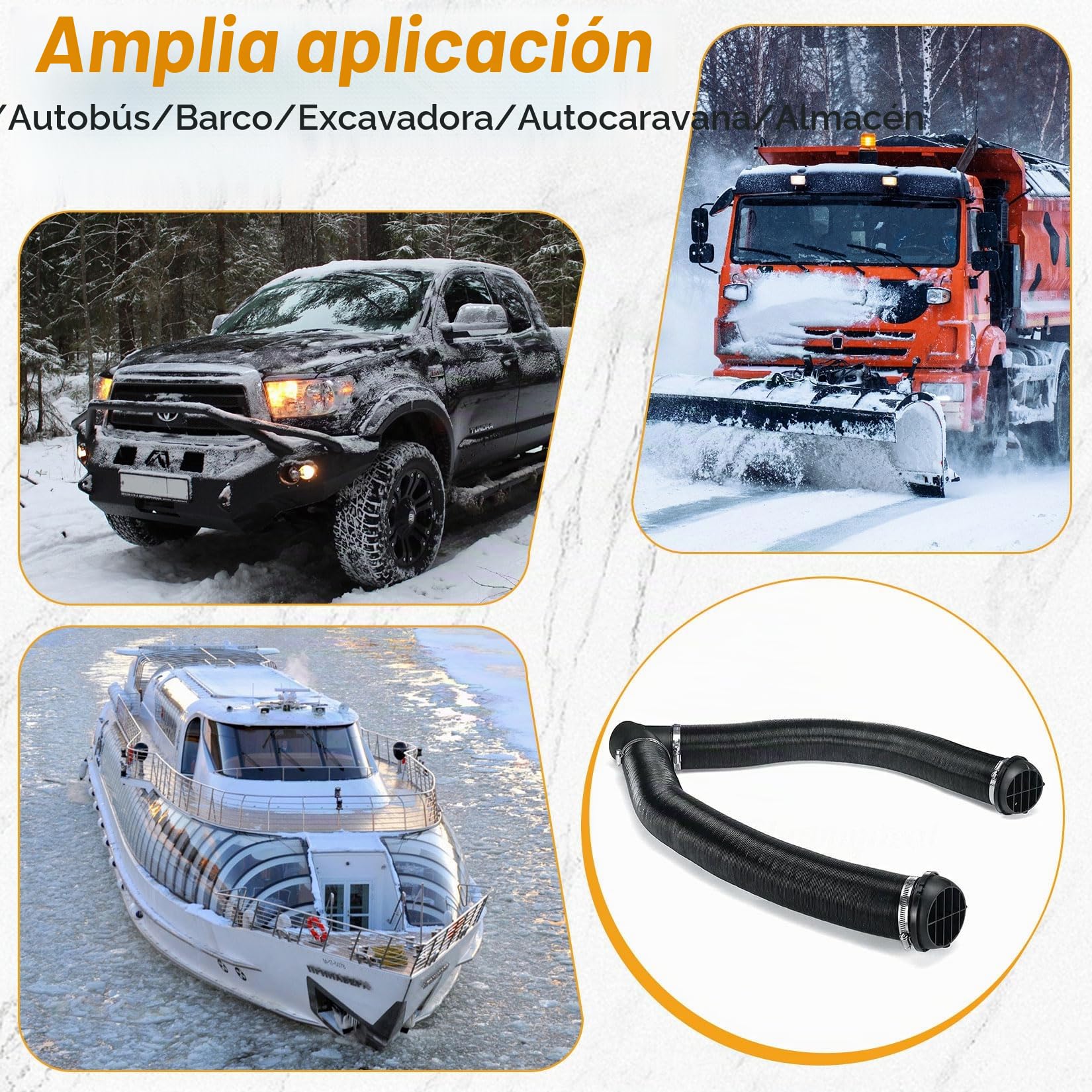 Accesorios para calefacción de estacionamiento diésel, 75 mm, juego de tubos en Y, manguera de calefacción para coche, tubo de calefacción, salida de aire caliente, juego de clips para