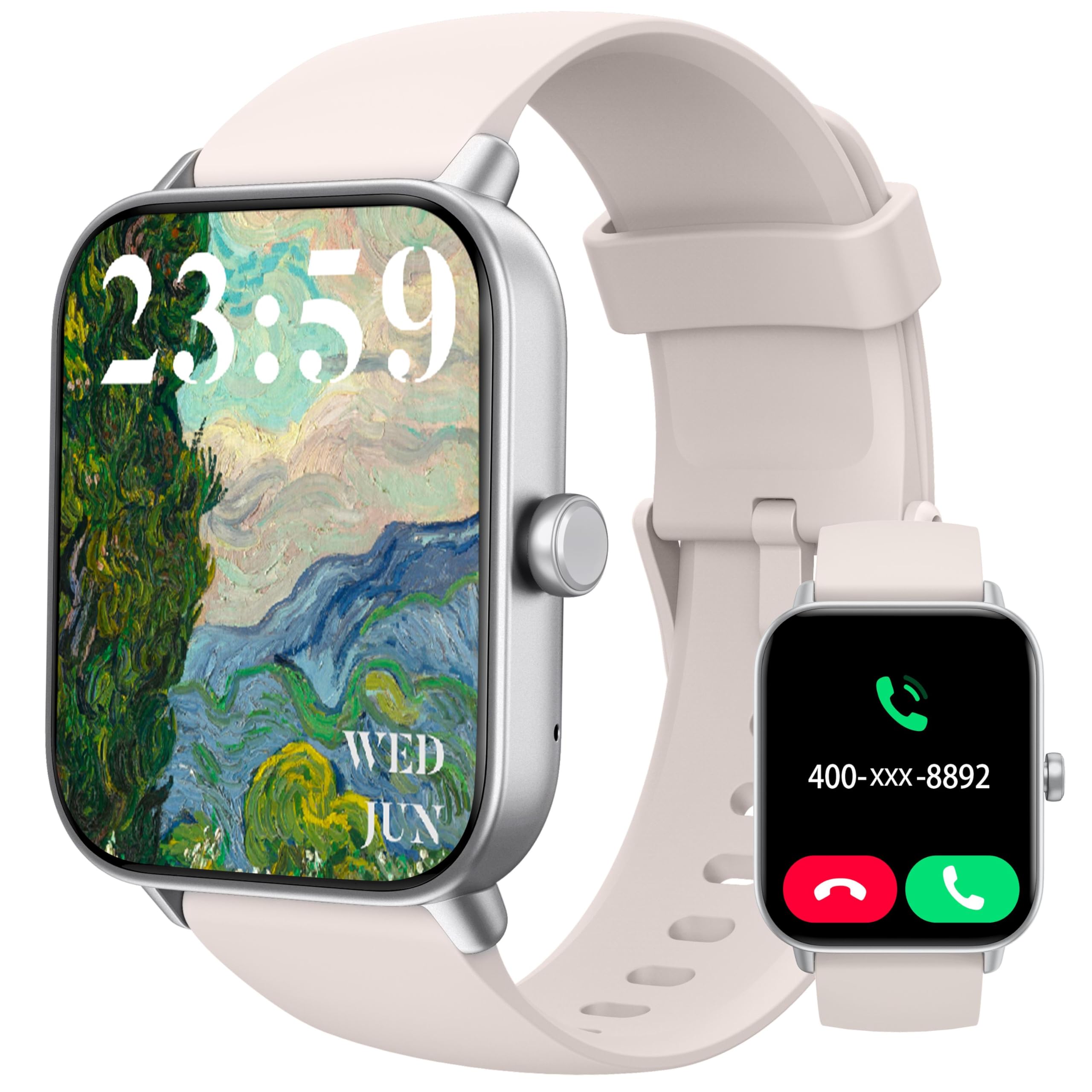 KALINCO Smart Watch Women Men with Alexa, Smartwatch Calls and Whatsapp/Stress/Heart Rate/Blood Oxygen/100 Sports/Sleep, 5ATM Waterproof Gift iOS Android