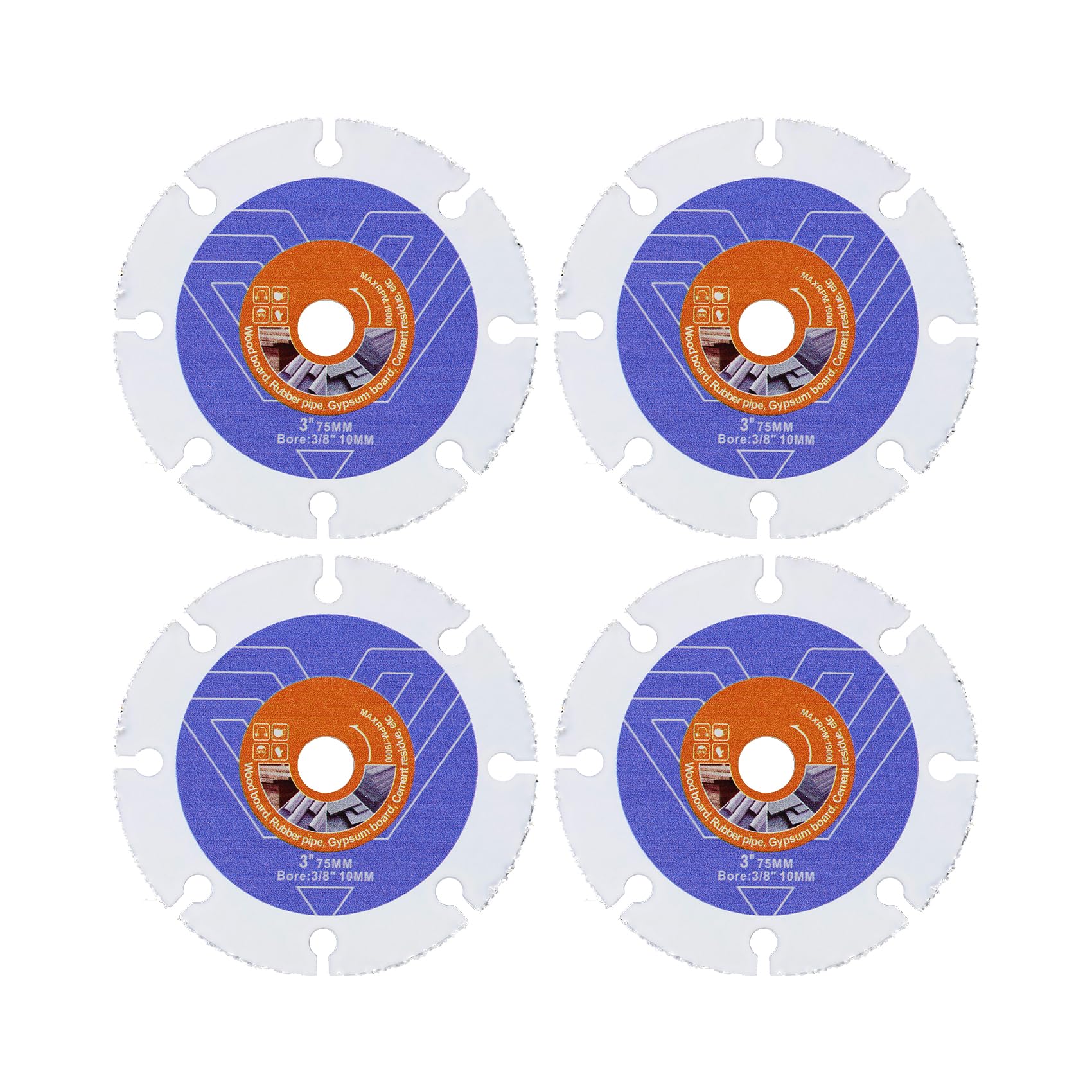 3-Inch Carbide Wood Saw Blade Set– 4-Piece Cutting Discs Vacuum Brazed Blades for Wood Board Gypsum Board Rubber Pipe Plastic– Compatible with Angle