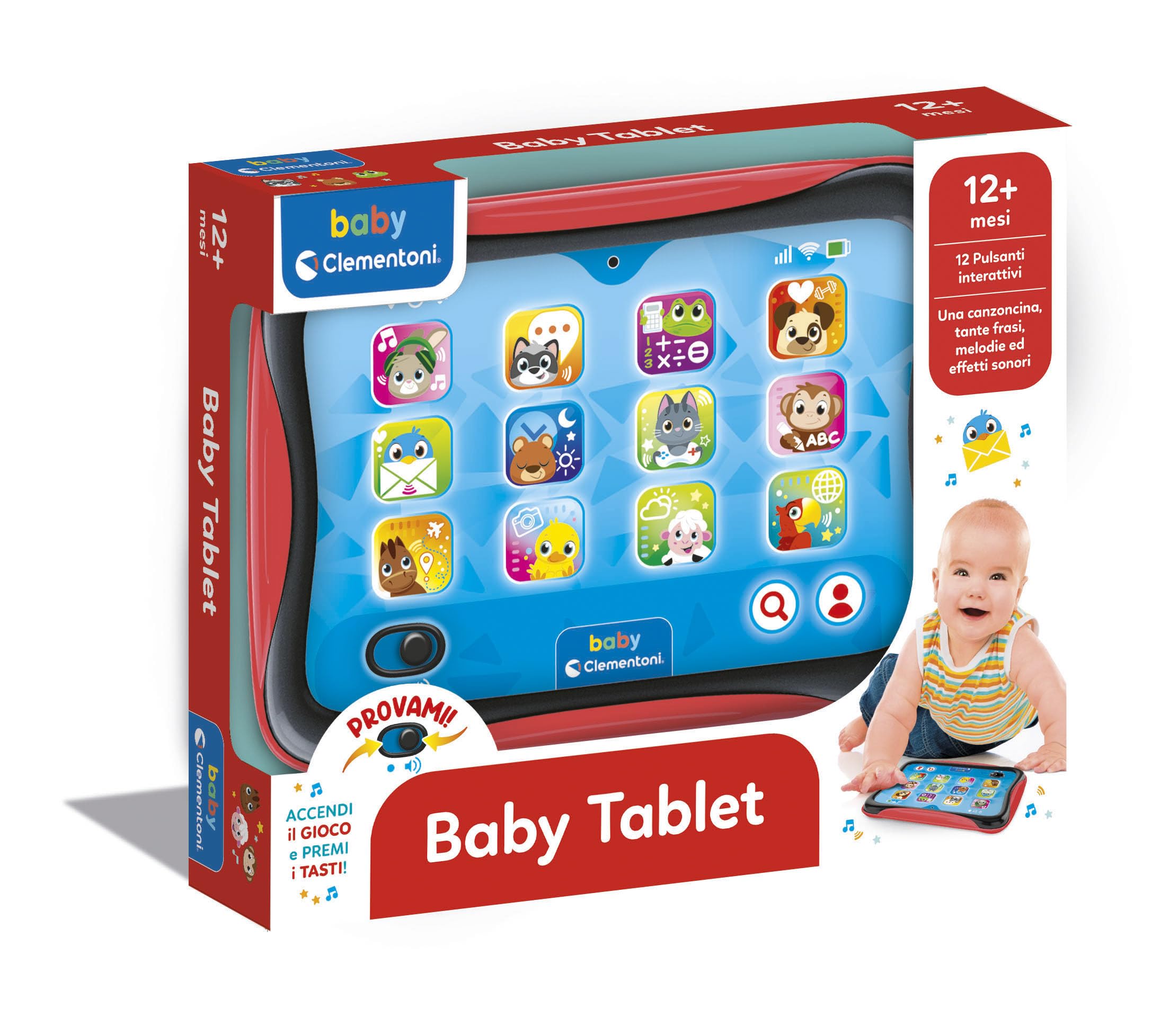 Clementoni Baby Baby Tablet, Gioco Interattivo con Luci e Suoni, Bambini 12-36 Mesi, Insegna Numeri, Lettere, Animali e Colori, Stimola Il Gioco Imitativo, Lingua Italiana, 17496