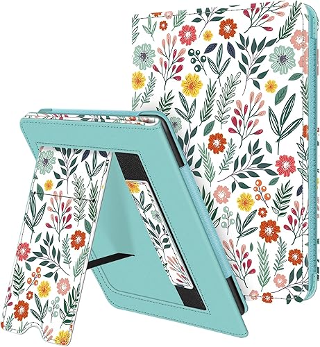 Fintie Funda con soporte para Kindle de 6 pulgadas (versión 2022)  Funda de piel sintética con ranura para tarjeta y correa de mano para Kindle 2022