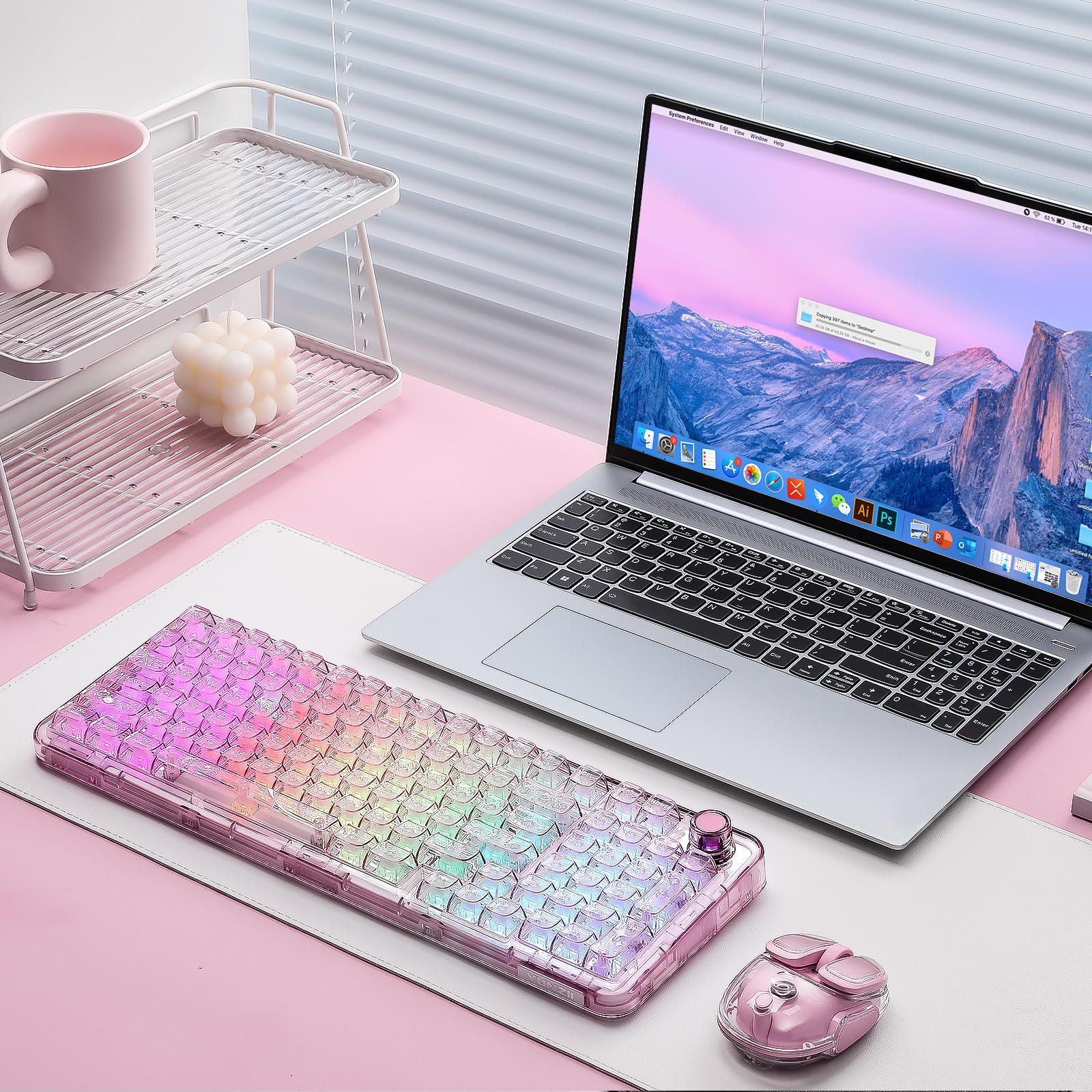 YUNZII X98 QMK/VIA Wireless Mechanical Gaming Keyboard with Knob,Tri-Mode BT5.0/USB-C/2.4GHz Hot Swappable Keyboard,Pre-lubed Switches Gasket Mount RGB Backlit for Wins/Mac (Purple, Snow Switch): Pink Snow Switch
