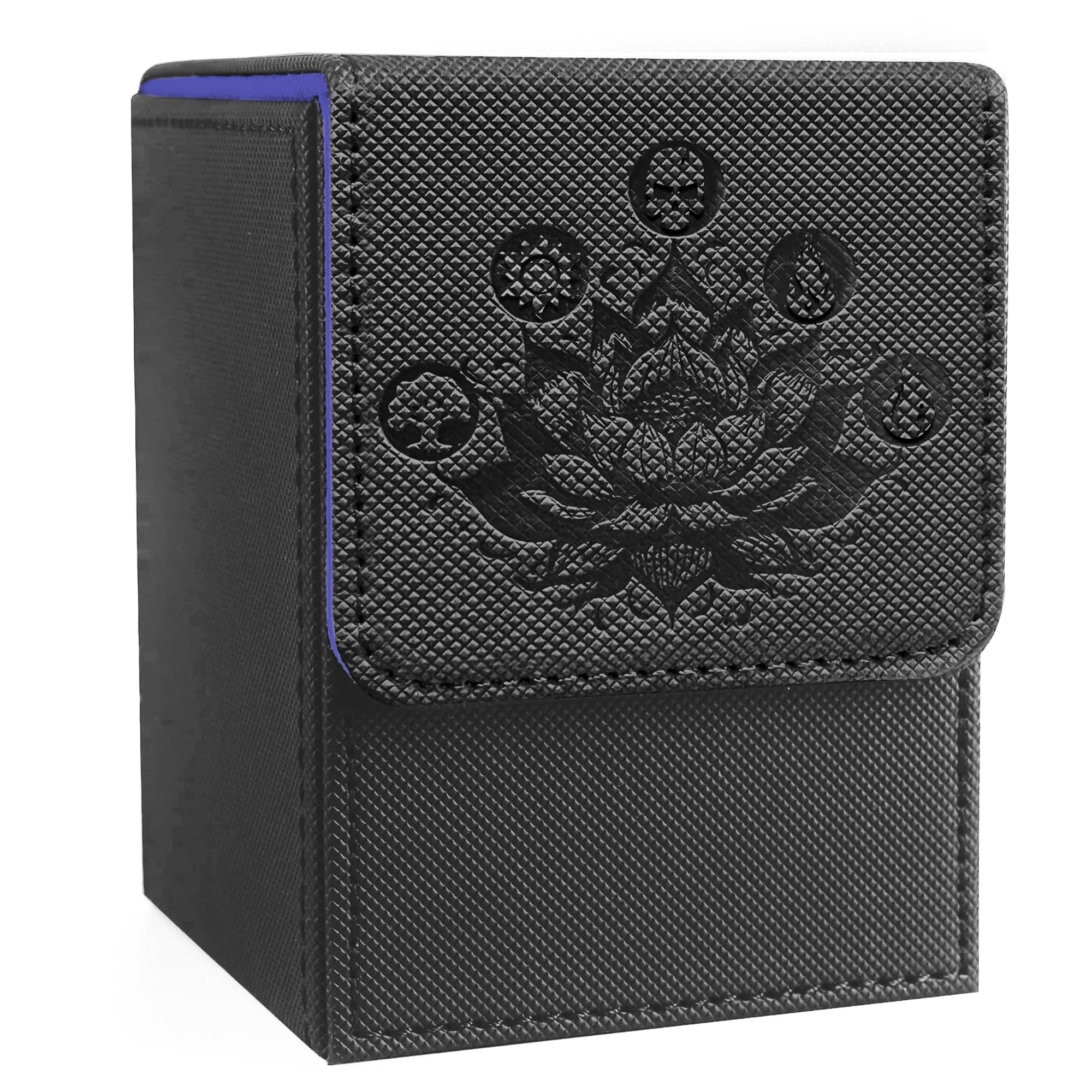 MTG Commander Deck Box, Fits 100+ Single Sleeved Cards, Strong Magnet Magic Gathering Deck Box, PU Leather Trading Card Storage Box for TCG, CCG, MTG Cards (Black)