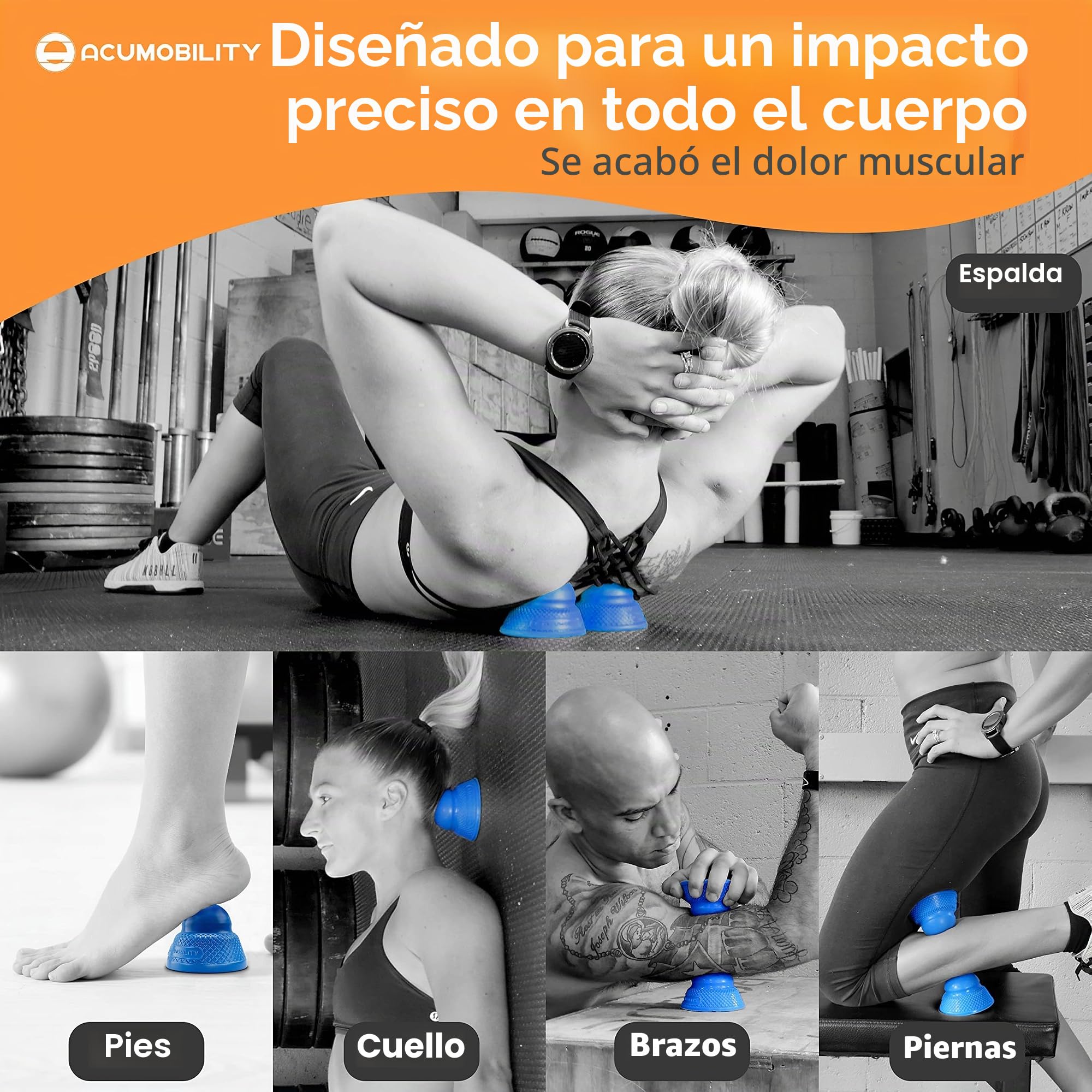 Acumobility Rodillo de bola de masaje, 2 unidades, punto de activación, bolas de masaje, bola de masaje de pies, bola de terapia física (presión profunda)