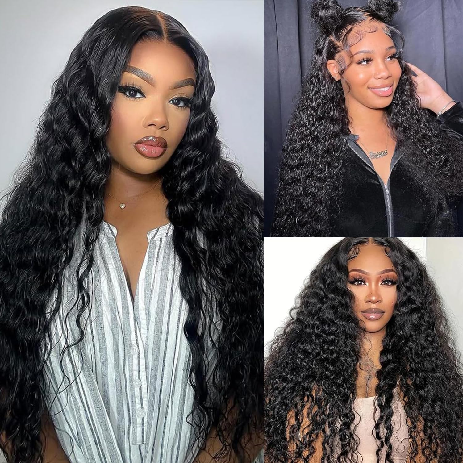 Echthaar Perücke 13x4 HD Lace Front Wig Human Hair Deep Wave 180% Density Brazilian Wigs with Baby Hair Schwarze Perücke Damen Glueless Deep Wave Wig Human Hair Pre Plucked Perücke Damen