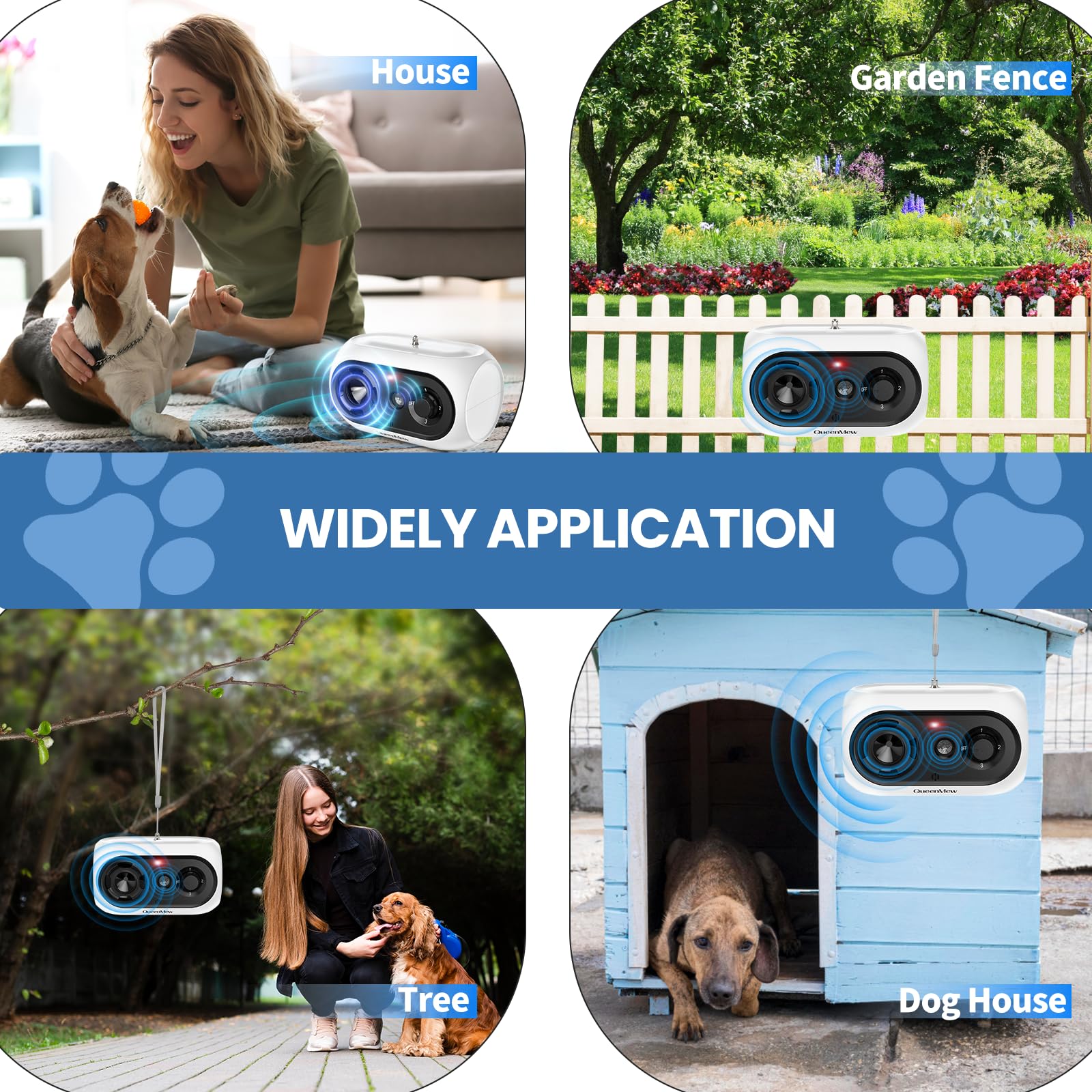 Ahuyentador de Perros, Antiladridos para Perros Ultrasónicos de hasta 50 Pies de Control de Largo Alcance, 3 Niveles Ajustables Anti Ladridos para Perros Interiores y Exteriores