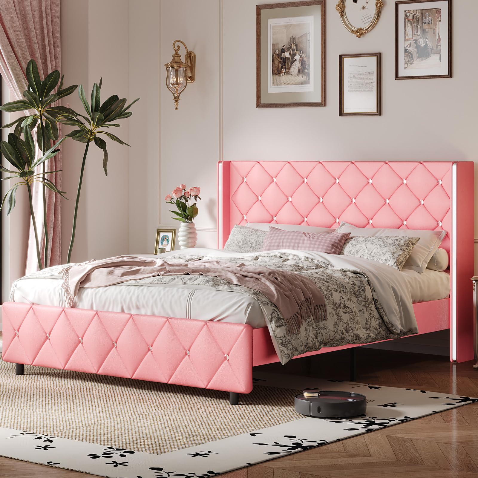 【専用】rose pink様 Amazon.com: ZLBYCNX Pink Girls Twin Bed Frame with