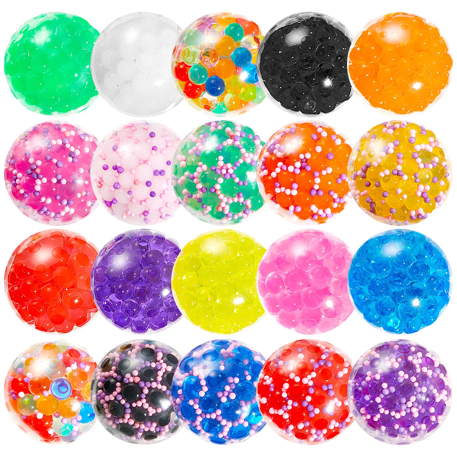 Stress Ball Fidget Toys for Kids: Party Bag Fillers Sensory Gifts Pack - Squishy Balls with Water Beads - Stocking Stuffers Anxiety Relief Set for Autism Boys Girls 20 PCS