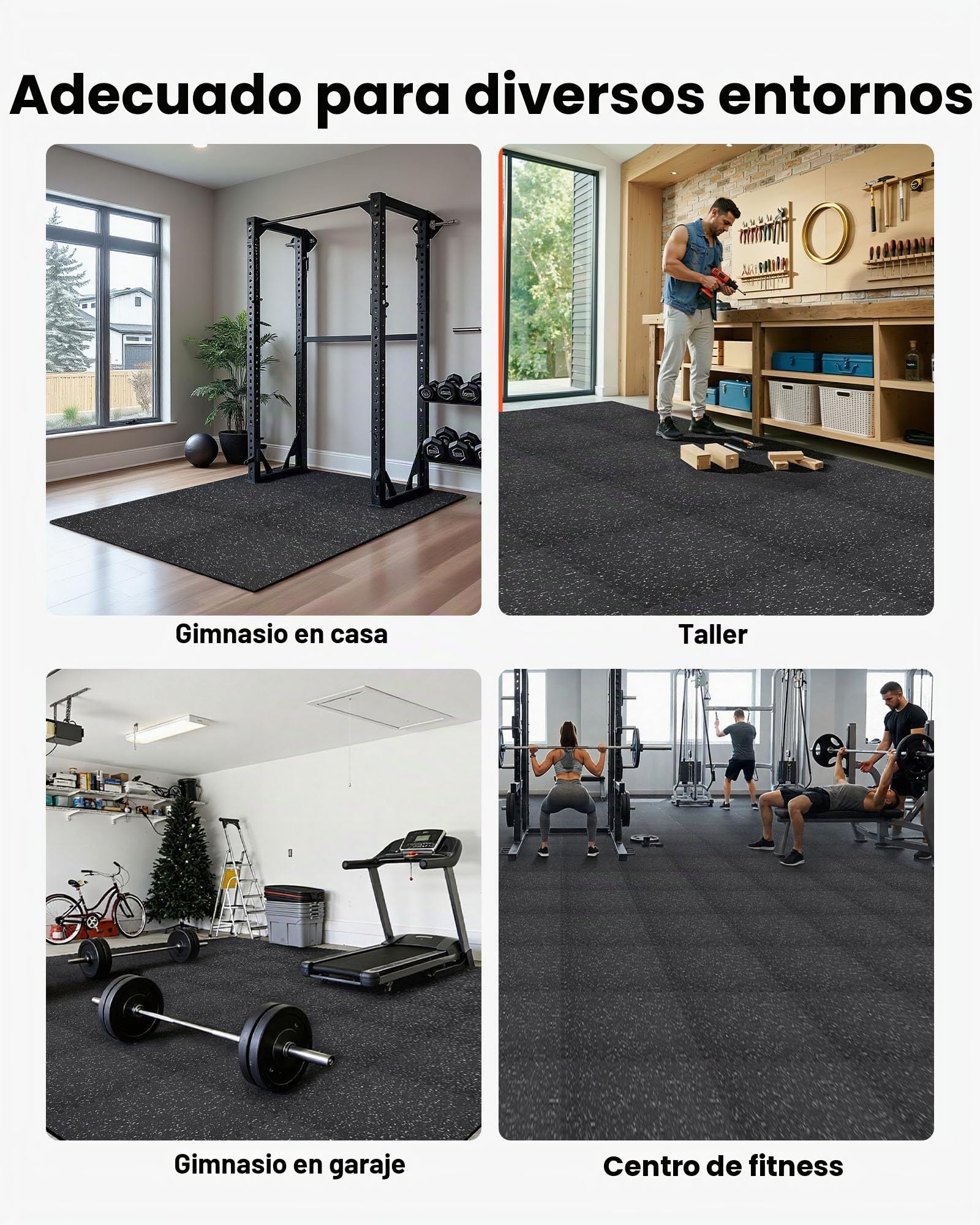 VEVOR Esterilla Puzzle 24 Piezas de 610 x 610 x 14 mm, Suelo Gimnasio de Goma EVA Alta Densidad, Colchoneta de Ejercicios con Puntos Grises Antiruido Antideslizante Antigolpe para Equipo Pesado, Casa