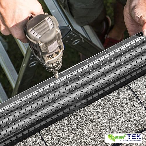 Miniatura 8 de LeafTek - Protector de canaletas, protección contra hojas, 5 pulg x 100 pies, negro, cubierta de aluminio de grado de contratista, disponible en paq