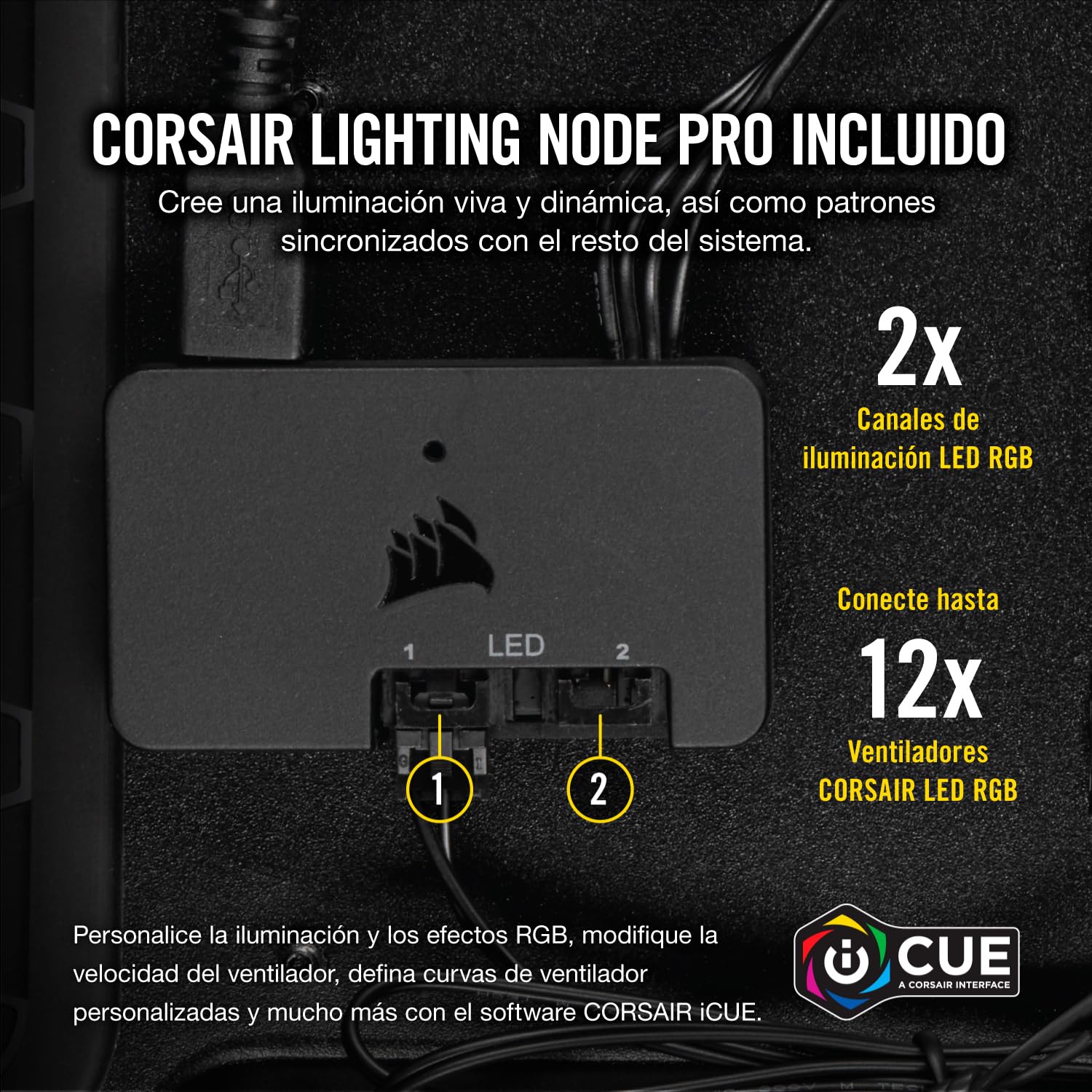 Corsair LL120 RGB - Paquete de 3 ventiladores (Lighting Node Pro, LED 120 mm) blanco (CO-9050092-WW)