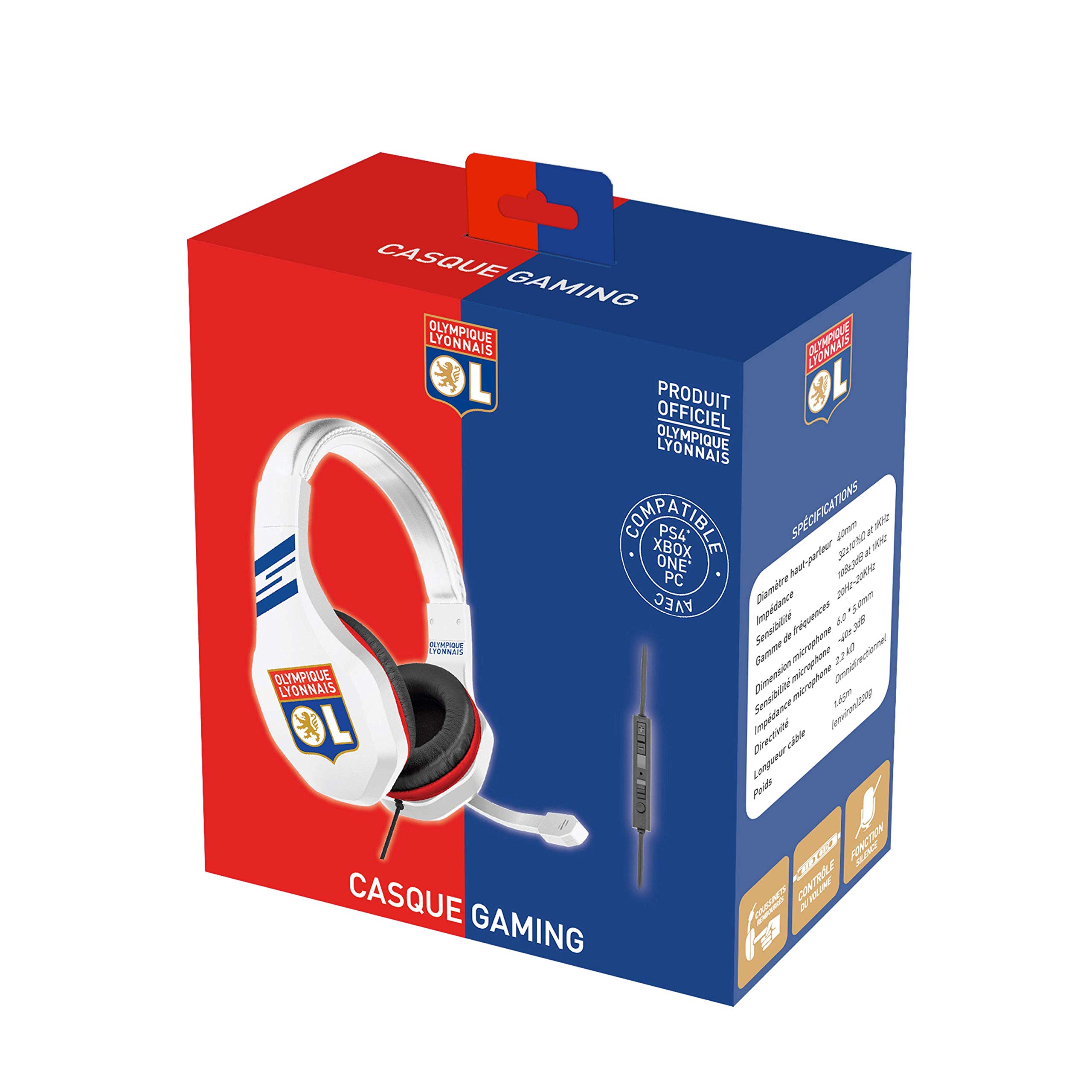 Subsonic Gaming Headset with Microphone for Playstation 4 - PS4 Slim - PS4 Pro - Xbox One - PC - Accessory Edition Gamer Club OL Olympique Lyonnais