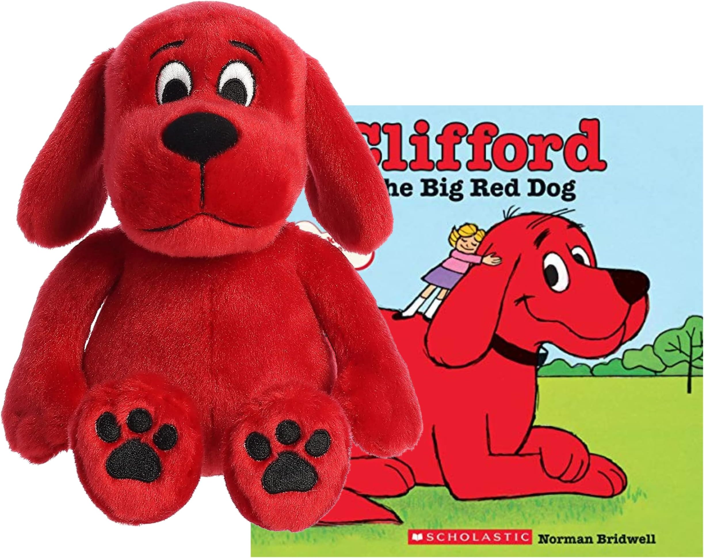 Aurora World Clifford The Big Red Dog 11'' Plush and Paperback Storybook Gift Set