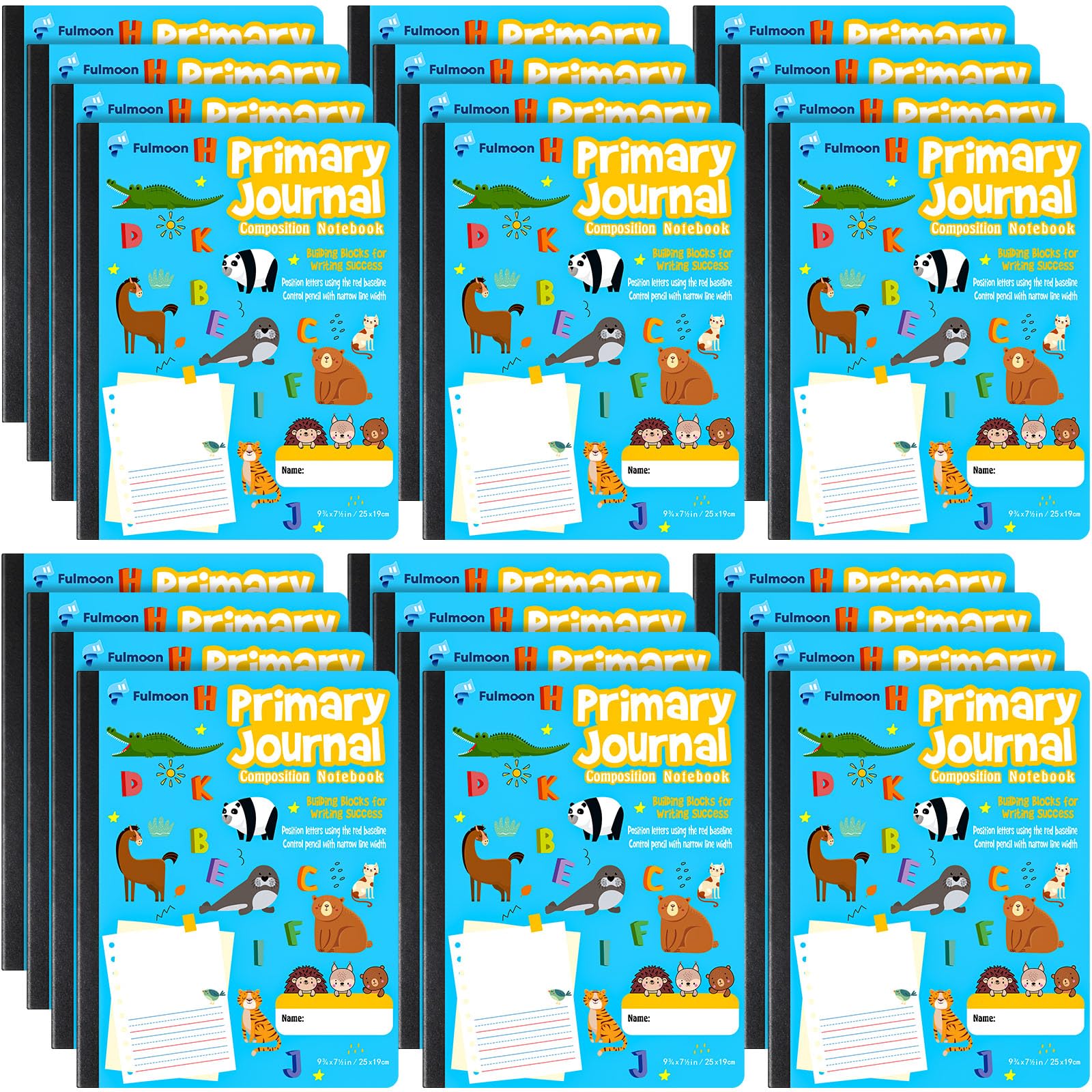 Fulmoon 24 Pcs Primary Composition Notebook K-2 with Picture Space Primary Journal Grades K-2 Draw and Write Journal Composition Book for Preschool Classroom, 80 Sheet (Blue)