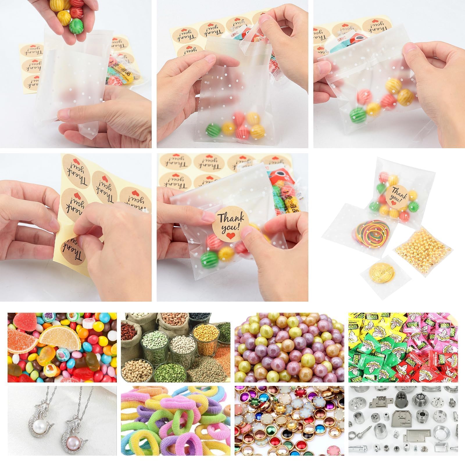 200 Bustine Trasparenti Per Confetti 8x10cm - Autosigillanti, Con Adesivi, Per Biscotti, Caramelle E Regali - Foto 8