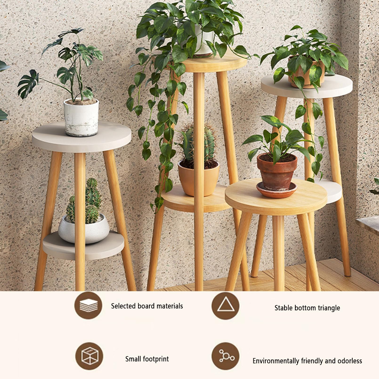KGPLOME Supporto per piante da interno, in legno di noce di metà secolo, resistente supporto per vasi da fiori, moderno, rotondo, piccolo tavolino laterale con design rialzato (30,5 x 43,2 cm