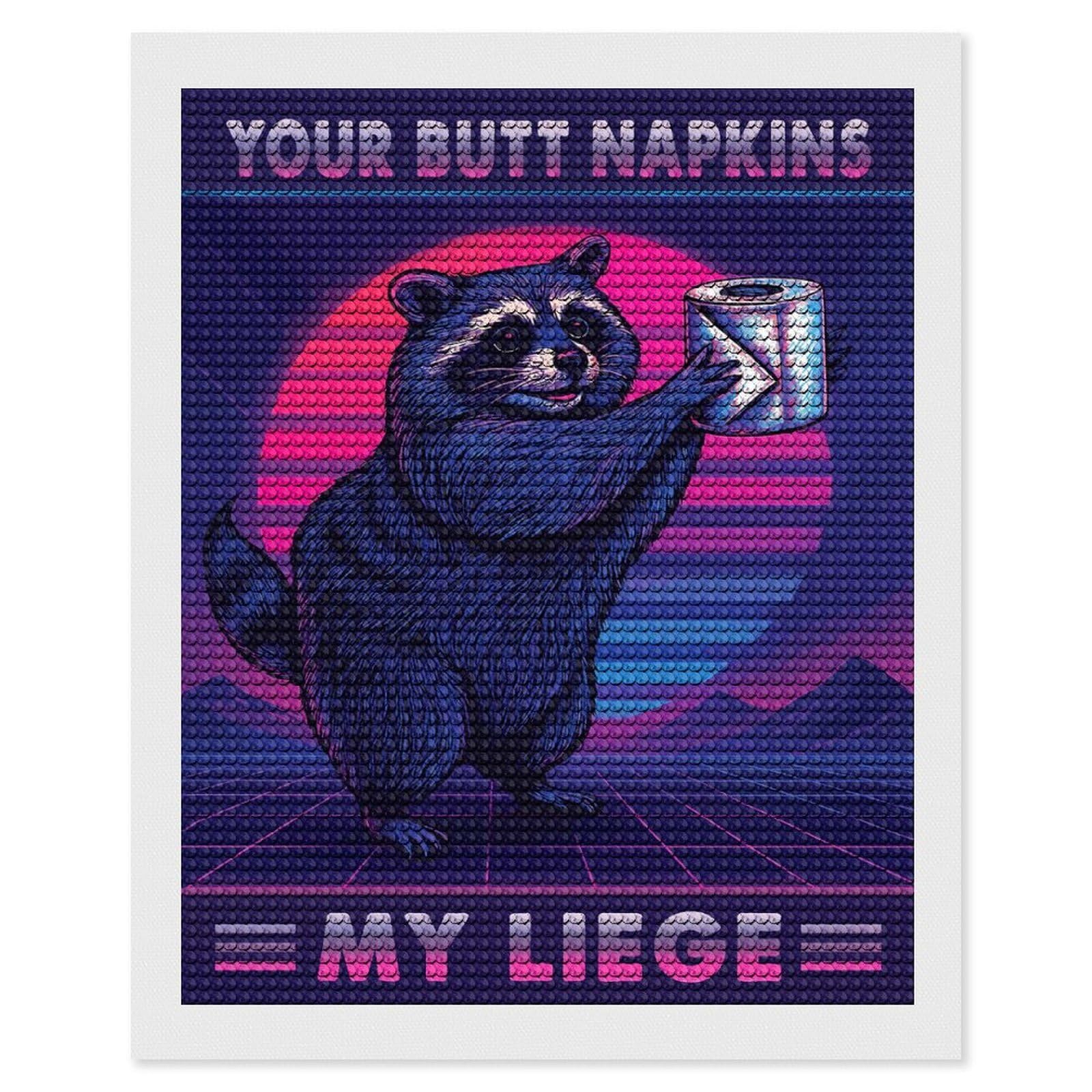 Junmoney Your Butt Napkins My Liege Diamond Art Canvas 16"x20", for Adults, Good for Quiet Evenings, Bedroom Decor, Festive Craft Gift, Easy to Enjoy