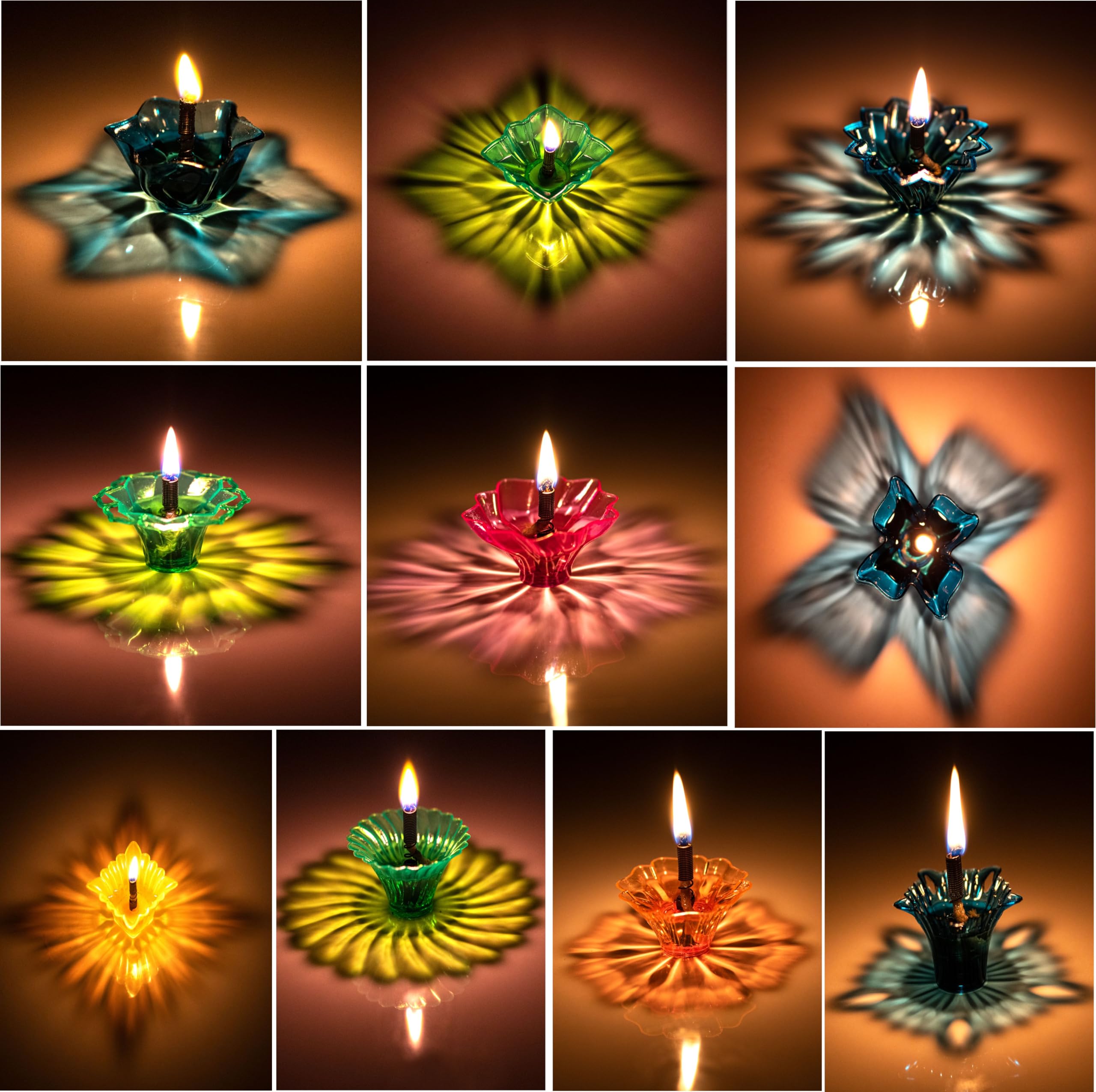 Reflection Diya, Set of 30 with 10 Unique Design and 6 Amazing Colors
