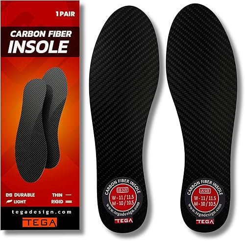 TEGA Plantilla de fibra de carbono (1 par)  para dedos de césped, fracturas de pies, hallux rigidus y limitus  Inserto rígido para zapatos para