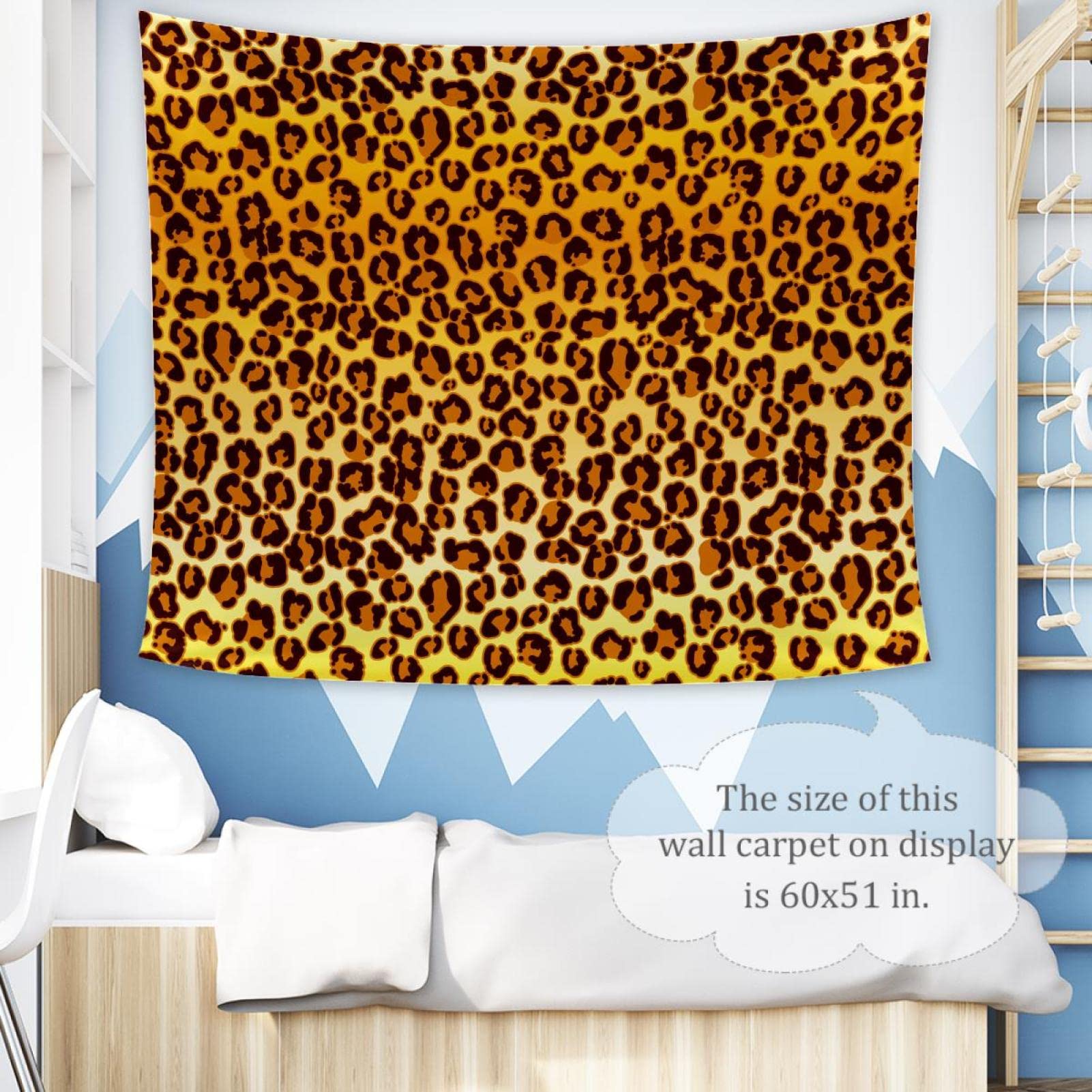 Arazzo Parete Leopardo Con Frase 'What's The Best That Could Happen' – 130x150 Cm, Decorazione Camera Da Letto