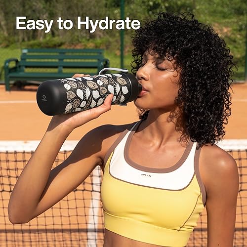 Miniatura 359 de ENCOOL Botella de agua aislada con popote, de acero inoxidable, a prueba de fugas, sin BPA, al vacío de doble pared que se mantiene fría durante 24