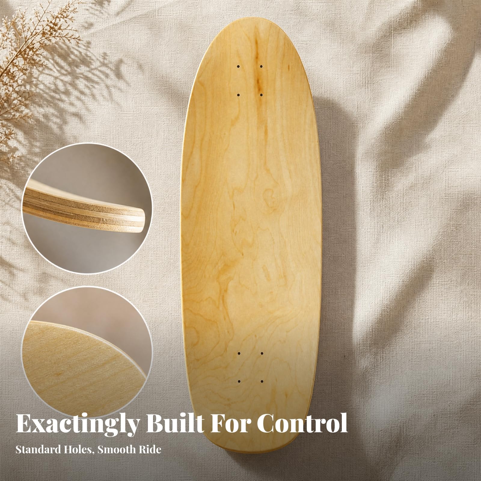 MagiDeal Plateau Skateboard à Grain Bois Naturel Pré-Percé Plateau Skate Montage Résistant Planche Skateboard en D'érable , Bois Foncé , 76X26cm