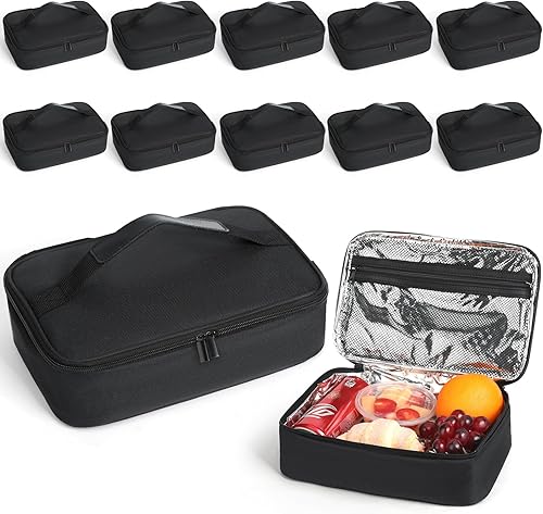 Paquete de 12 loncheras pequeñas, lonchera compacta aislada, tela 900D impermeable, duradera y forro de grado alimenticio, enfriador portátil para