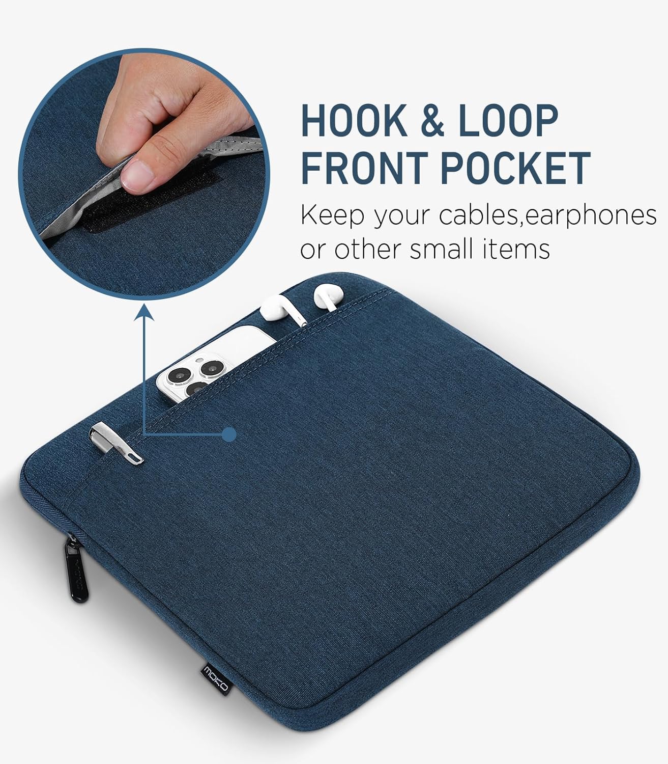 Moko Kindle Sleeve Compatible with Kindle Scribe 10.2 inch (2024 and 2022 Release), Protective Pouch Bag Case Cover with Dual Pockets and Pen Holder, Scratch-Resistant Soft Fluffy Lining, Indigo