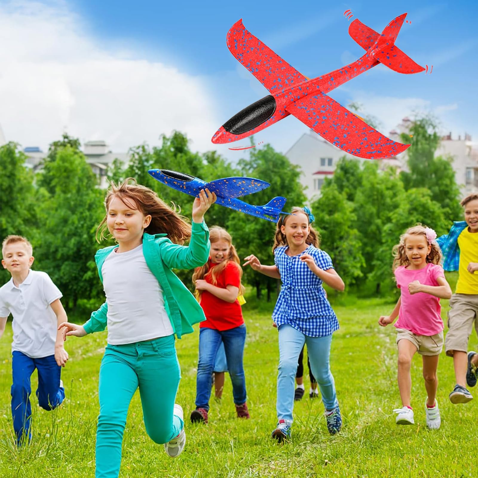 Avion Polystyrène Avec Pistolet Catapulte – Lot 4 Planeurs En Mousse (3 Avions + Lanceur) – 2 Modes De Vol, Portée 10-20 M, Pour Enfants 3-12 Ans