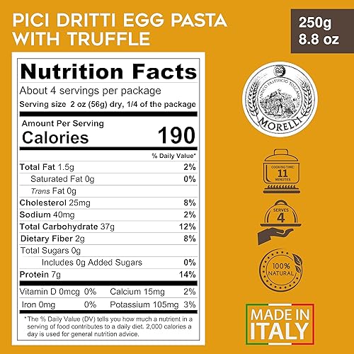 Vista 16 de Morelli Pasta italiana de trufa Linguine - Pasta gourmet - Hecho a mano en pequeños lotes - Importado de Italia - Pasta de sémola de trigo duro