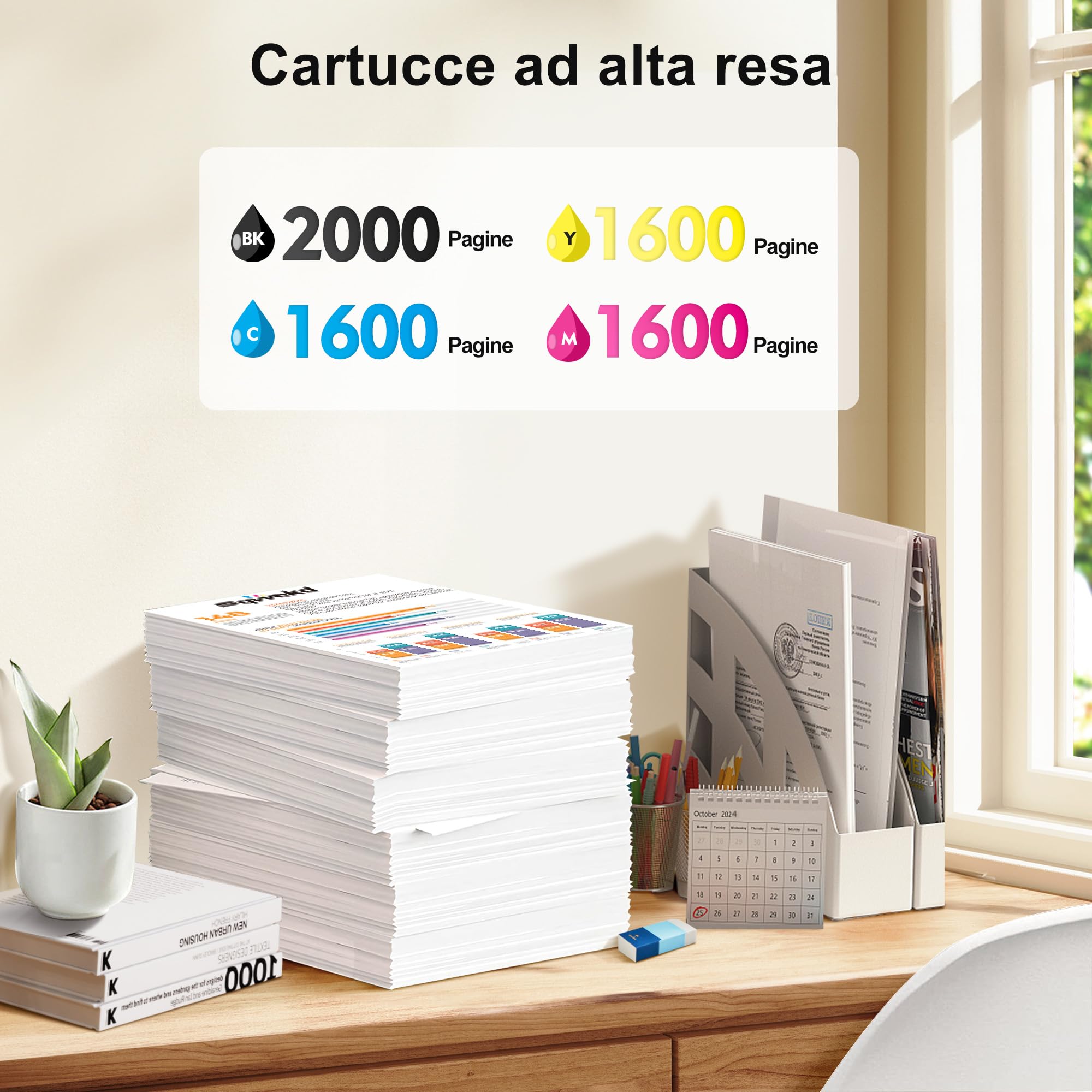 Sqwekd 963XL Lot de 4 cartouches d'encre compatibles avec HP 963 XL Multipack pour HP OfficeJet Pro 9010 9020 9013 9023 9012 9015 9025 9014 9016 9018 9019 9022 (noir, cyan, jaune, magenta)