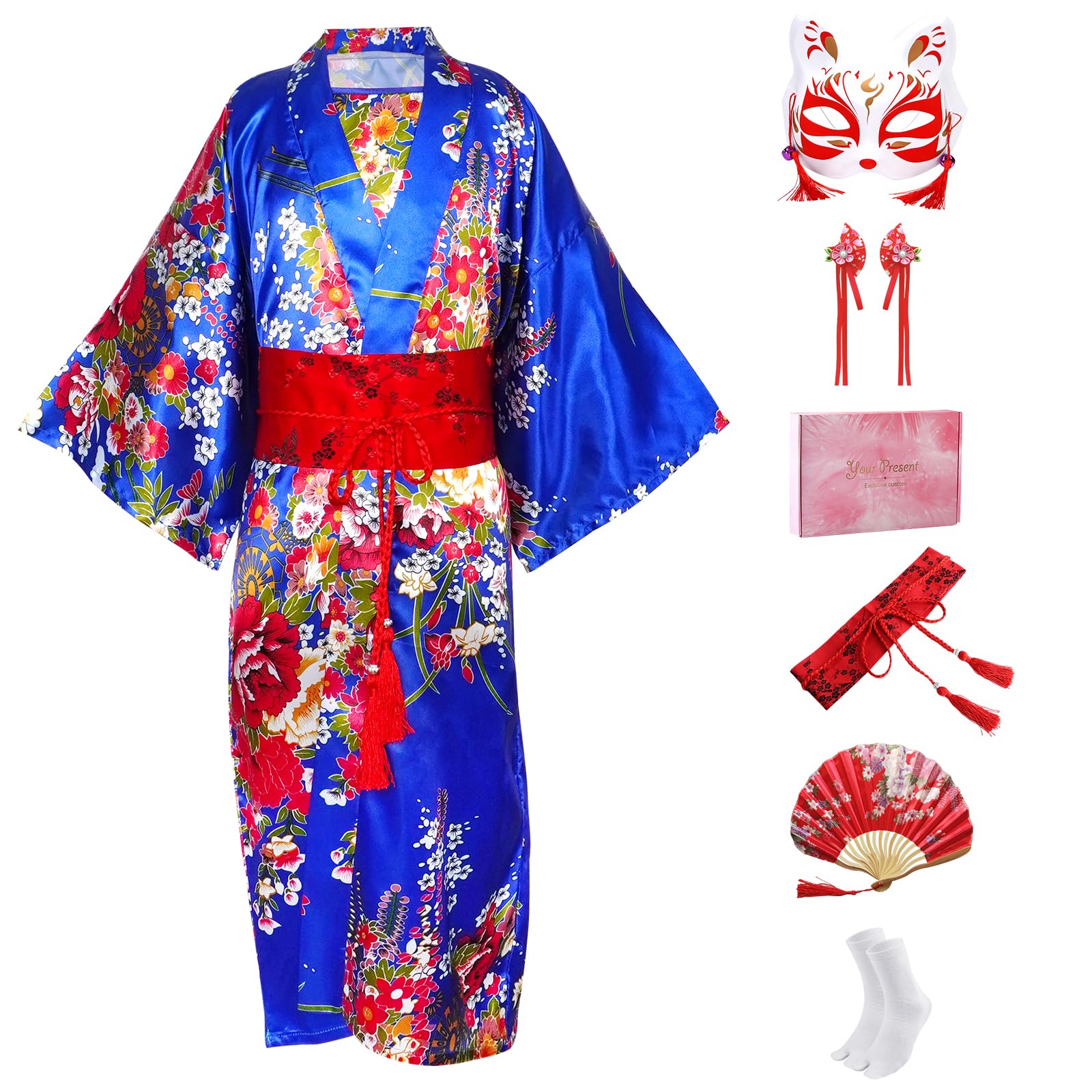 Kimono dla dzieci, japoński tradycyjny szlafrok, Yukata, dziewczęcy kostium cosplay, zestaw z akcesoriami, sukienka na festiwale kulturalne dla dzieci